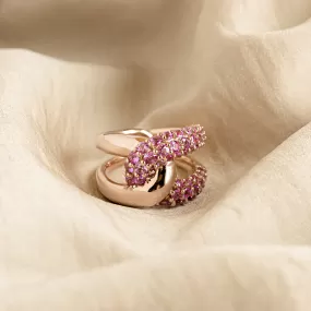 18K Rose Gold 3.12 Carat Total Weight Natural Pink Sapphire Intertwine Ring