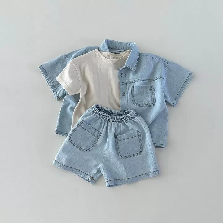 2 Pieces Set Baby Kid Unisex Solid Color Tops And Shorts Wholesale 24030126