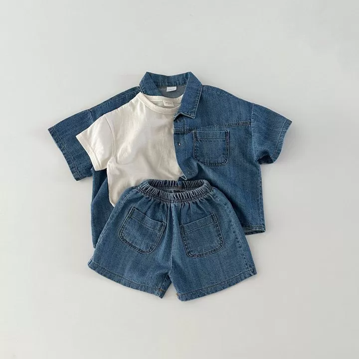 2 Pieces Set Baby Kid Unisex Solid Color Tops And Shorts Wholesale 24030126