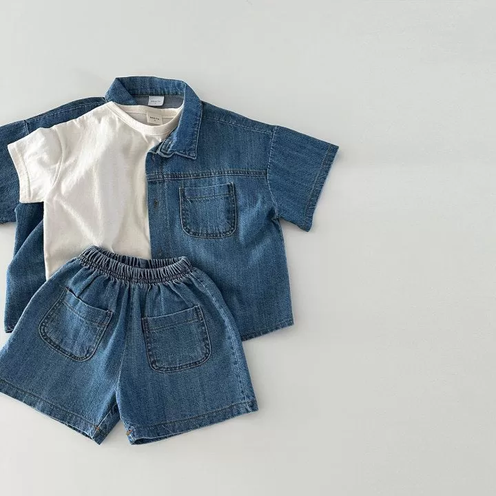 2 Pieces Set Baby Kid Unisex Solid Color Tops And Shorts Wholesale 24030126