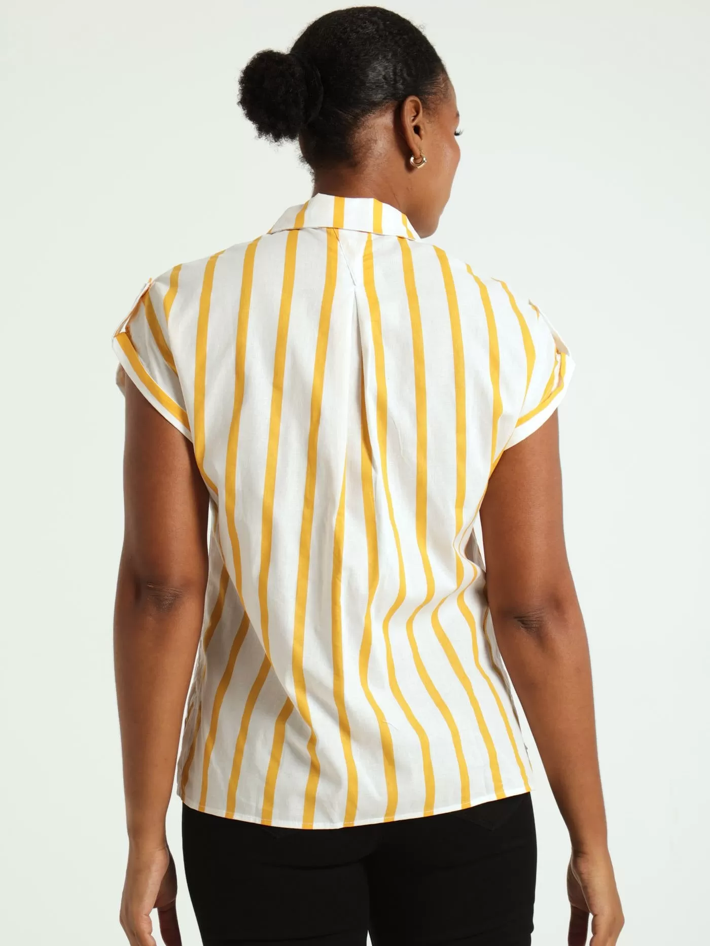 2 Pocket Boxy Stripe Shirts - Yellow