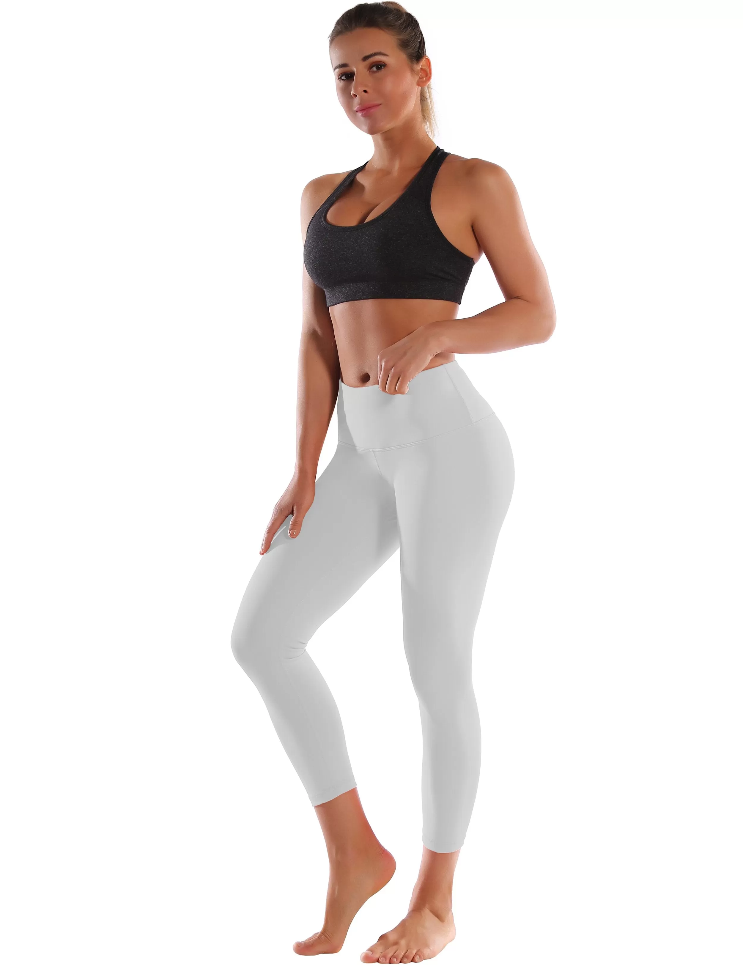 22 High Waist Crop Tight Capris lightgray ins_yogastudio