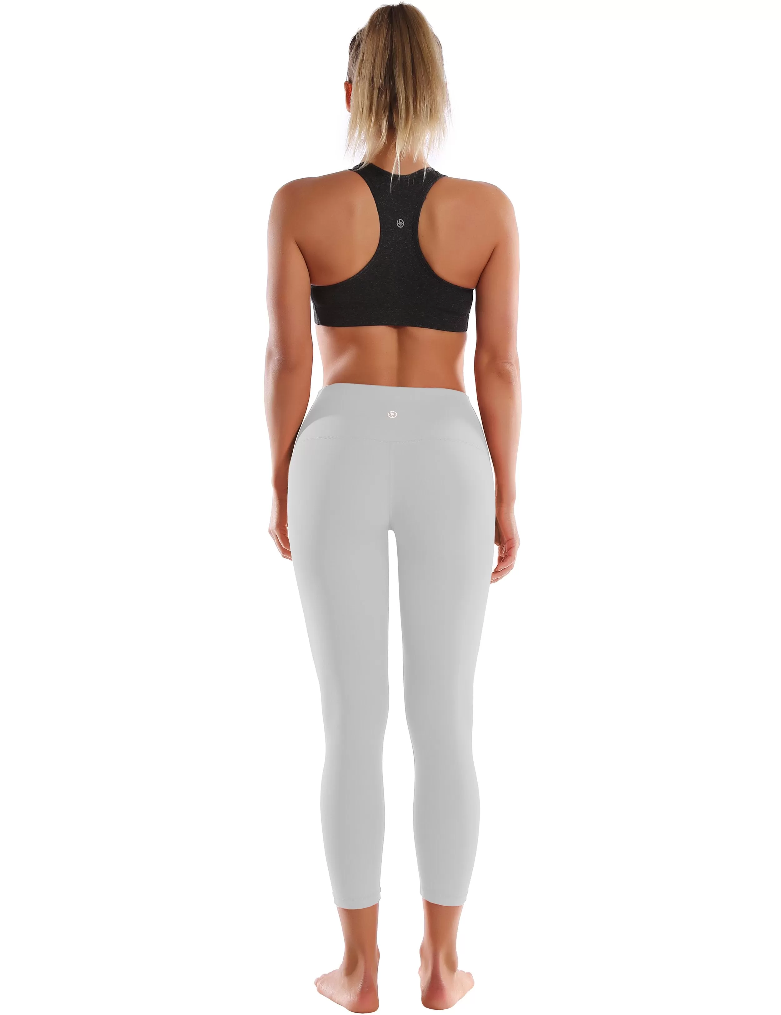 22 High Waist Crop Tight Capris lightgray ins_yogastudio