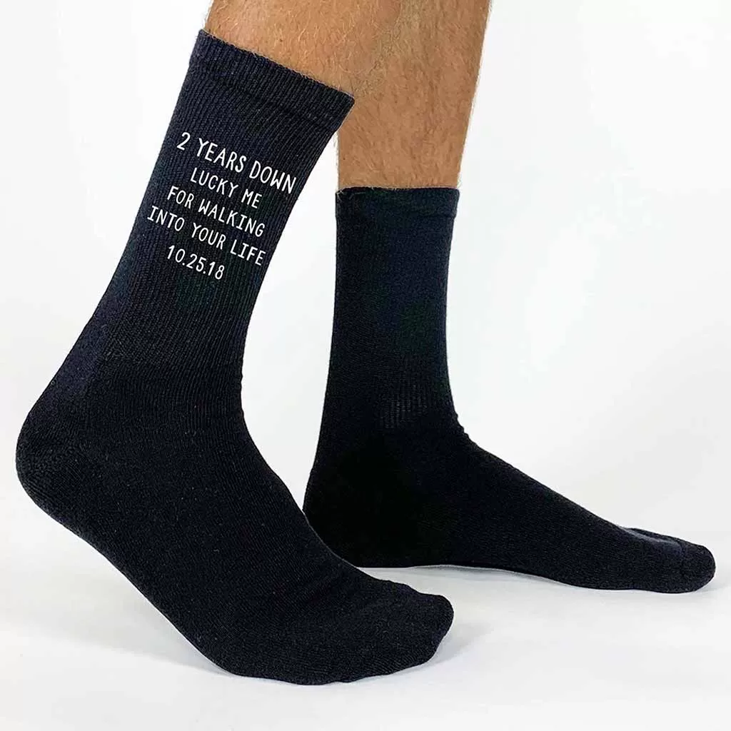 2nd Anniversary Custom Socks for Husband - Gift Box