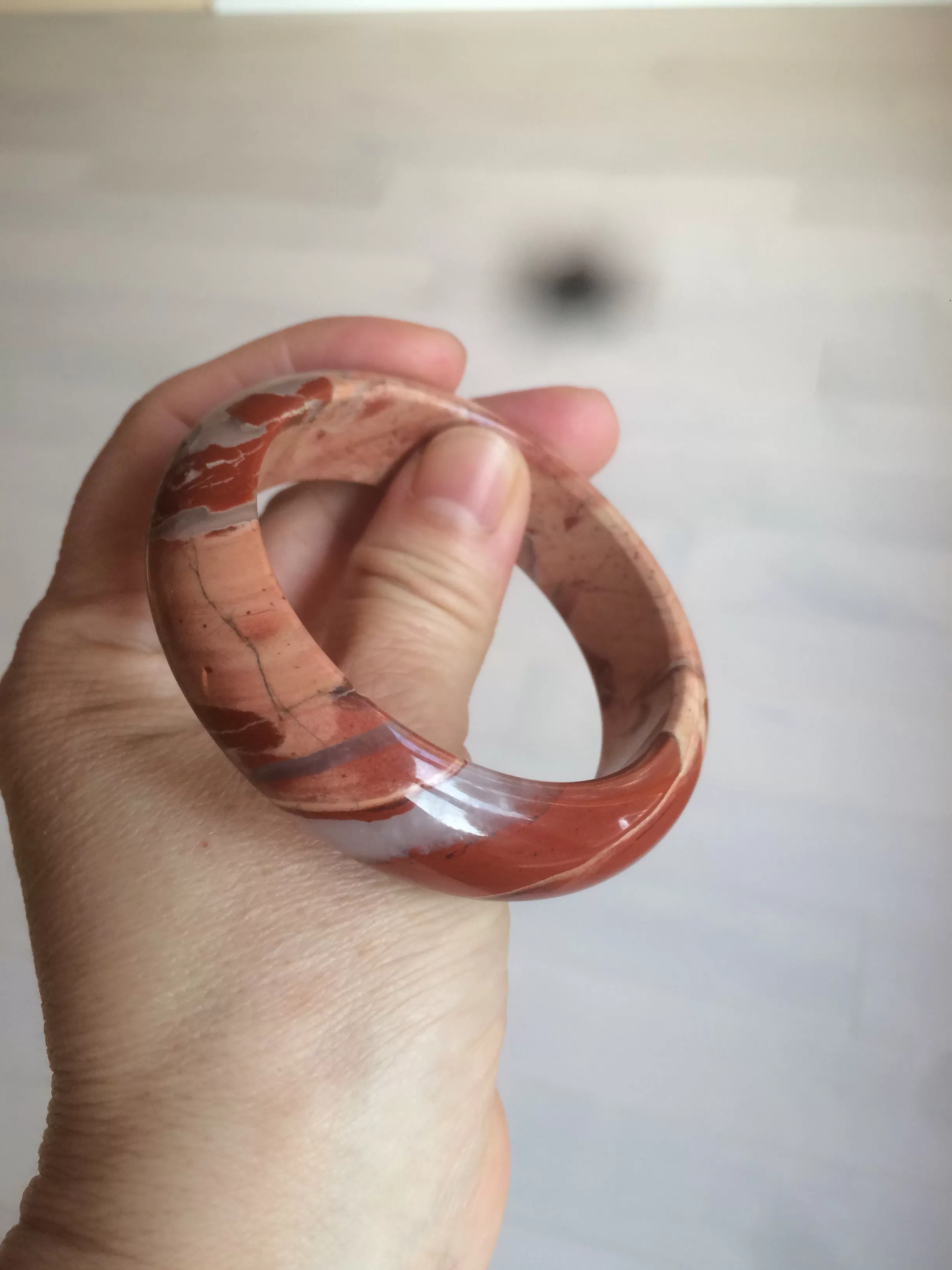 53mm 100% natural red/pink red jasper stone bangle XY89