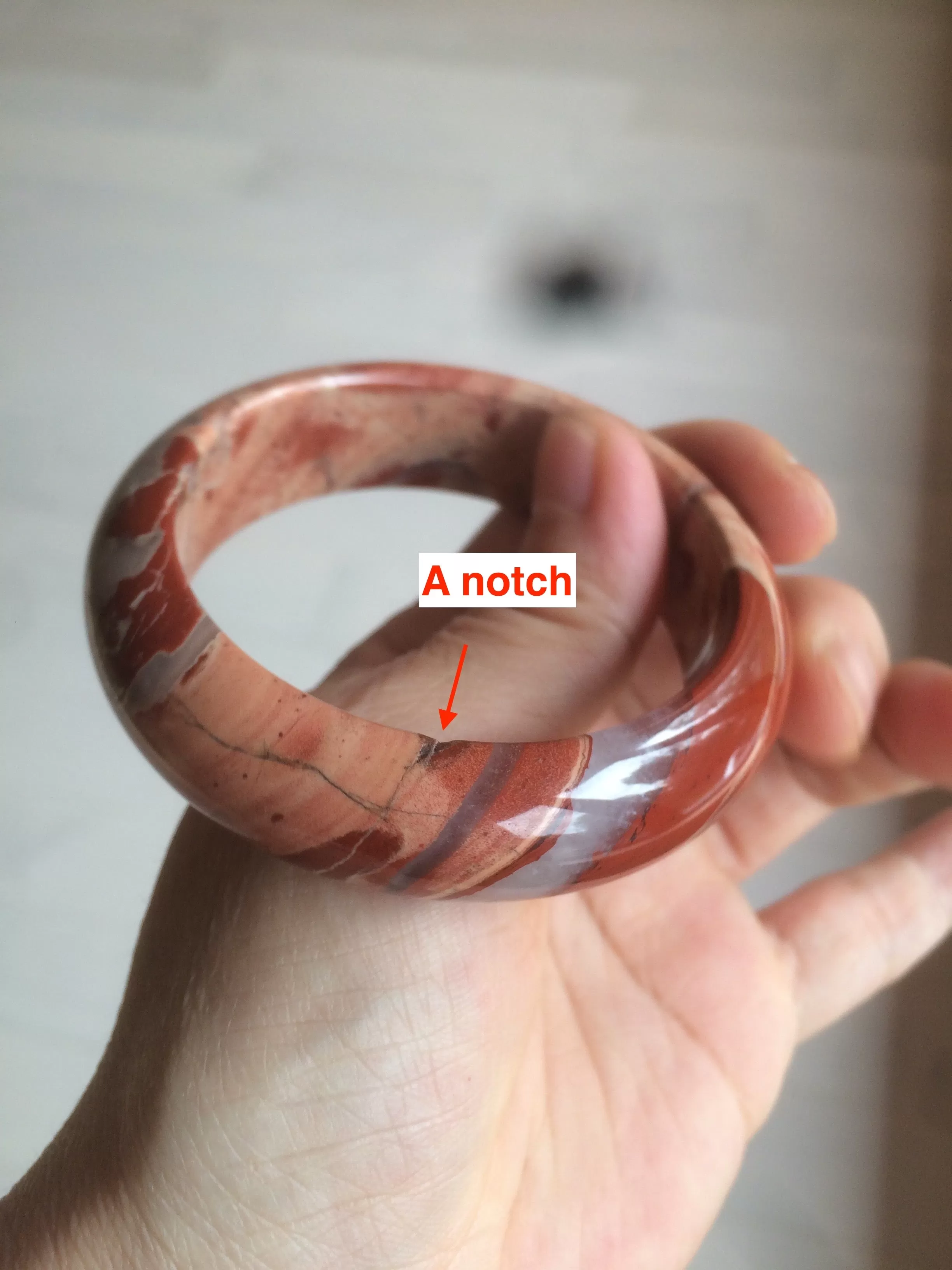 53mm 100% natural red/pink red jasper stone bangle XY89