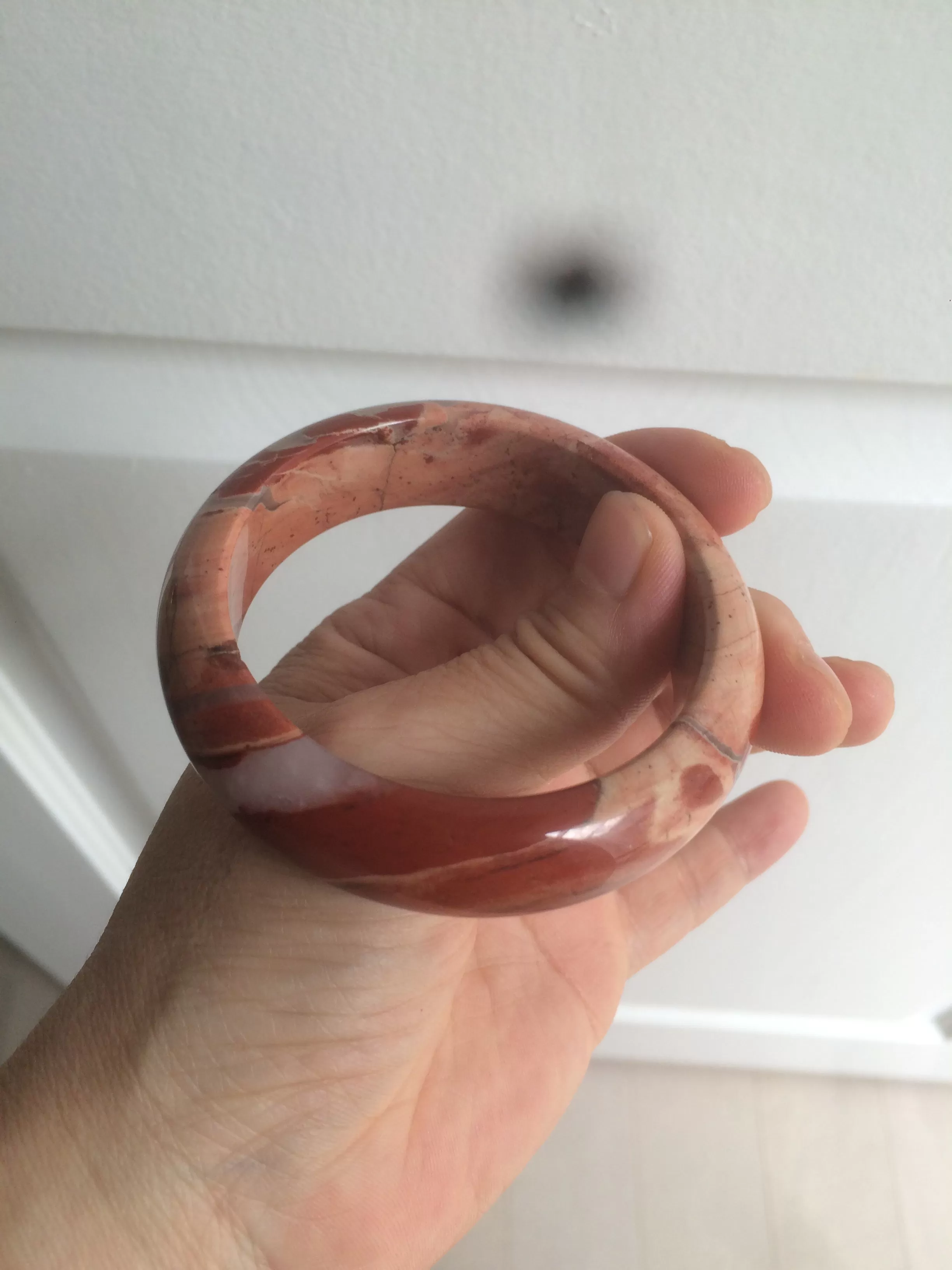 53mm 100% natural red/pink red jasper stone bangle XY89