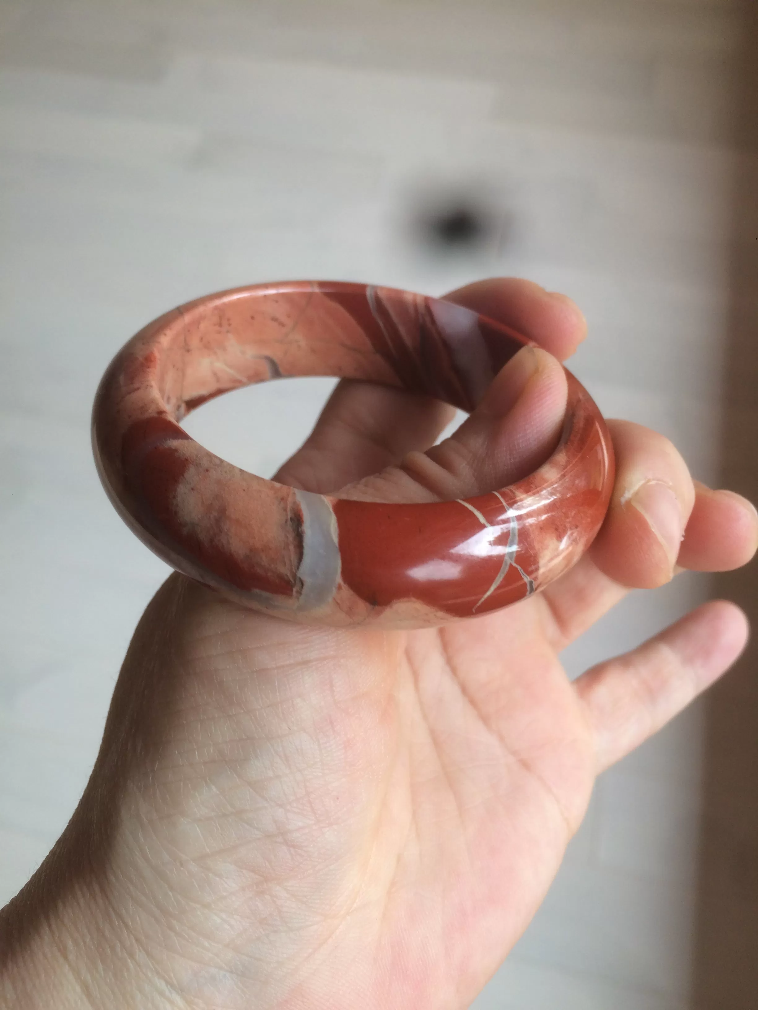 53mm 100% natural red/pink red jasper stone bangle XY89