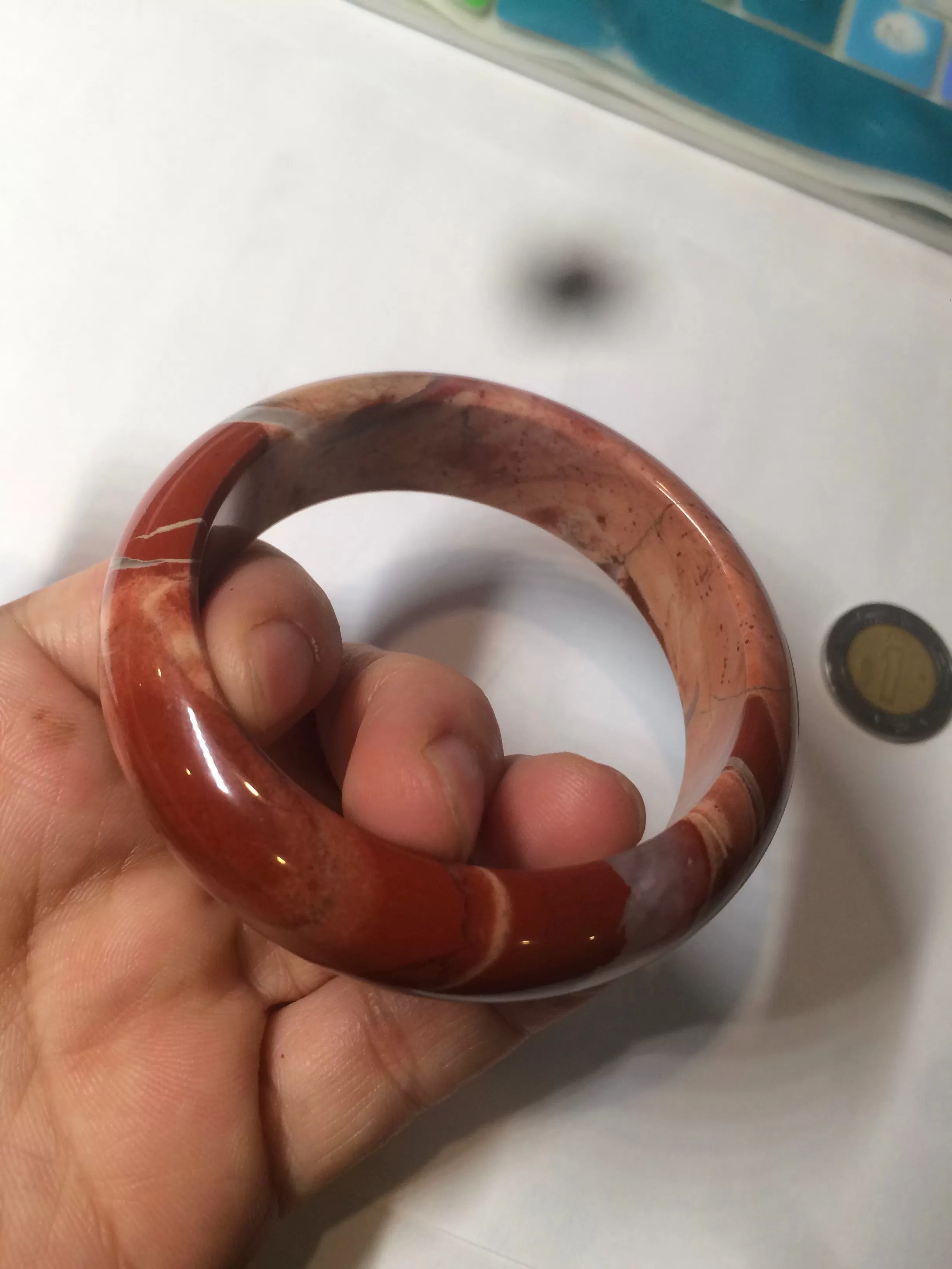 53mm 100% natural red/pink red jasper stone bangle XY89