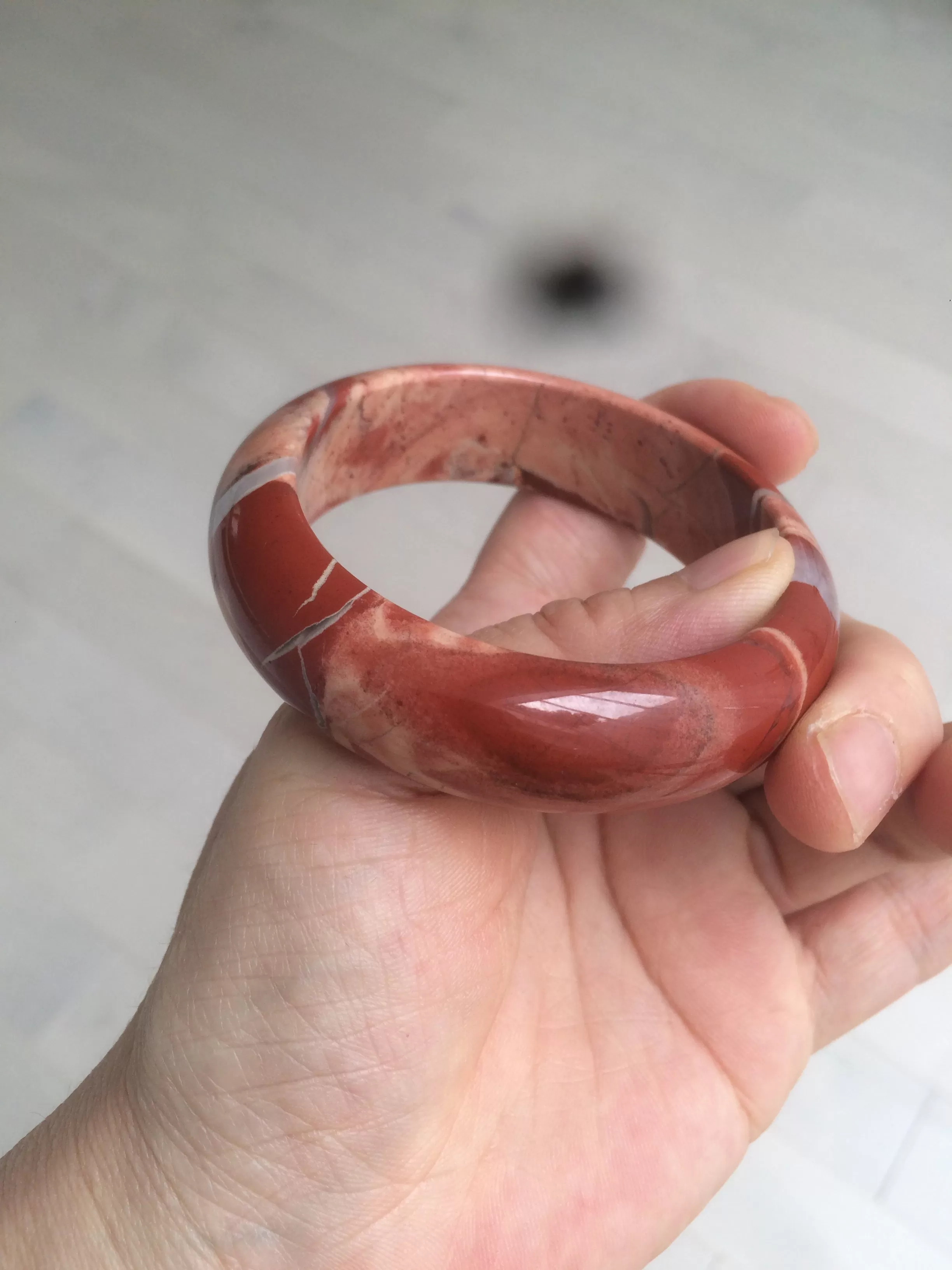 53mm 100% natural red/pink red jasper stone bangle XY89