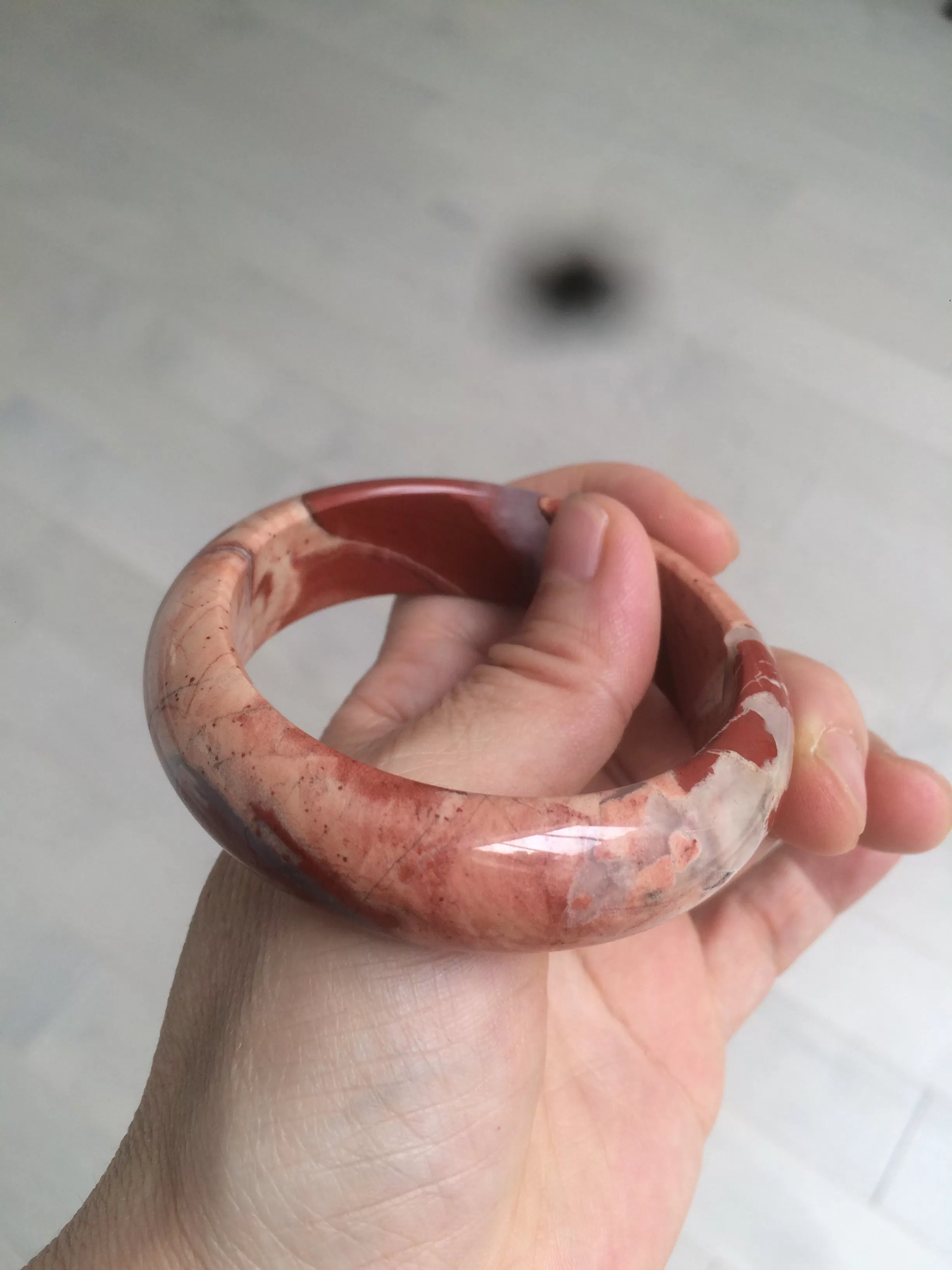 53mm 100% natural red/pink red jasper stone bangle XY89