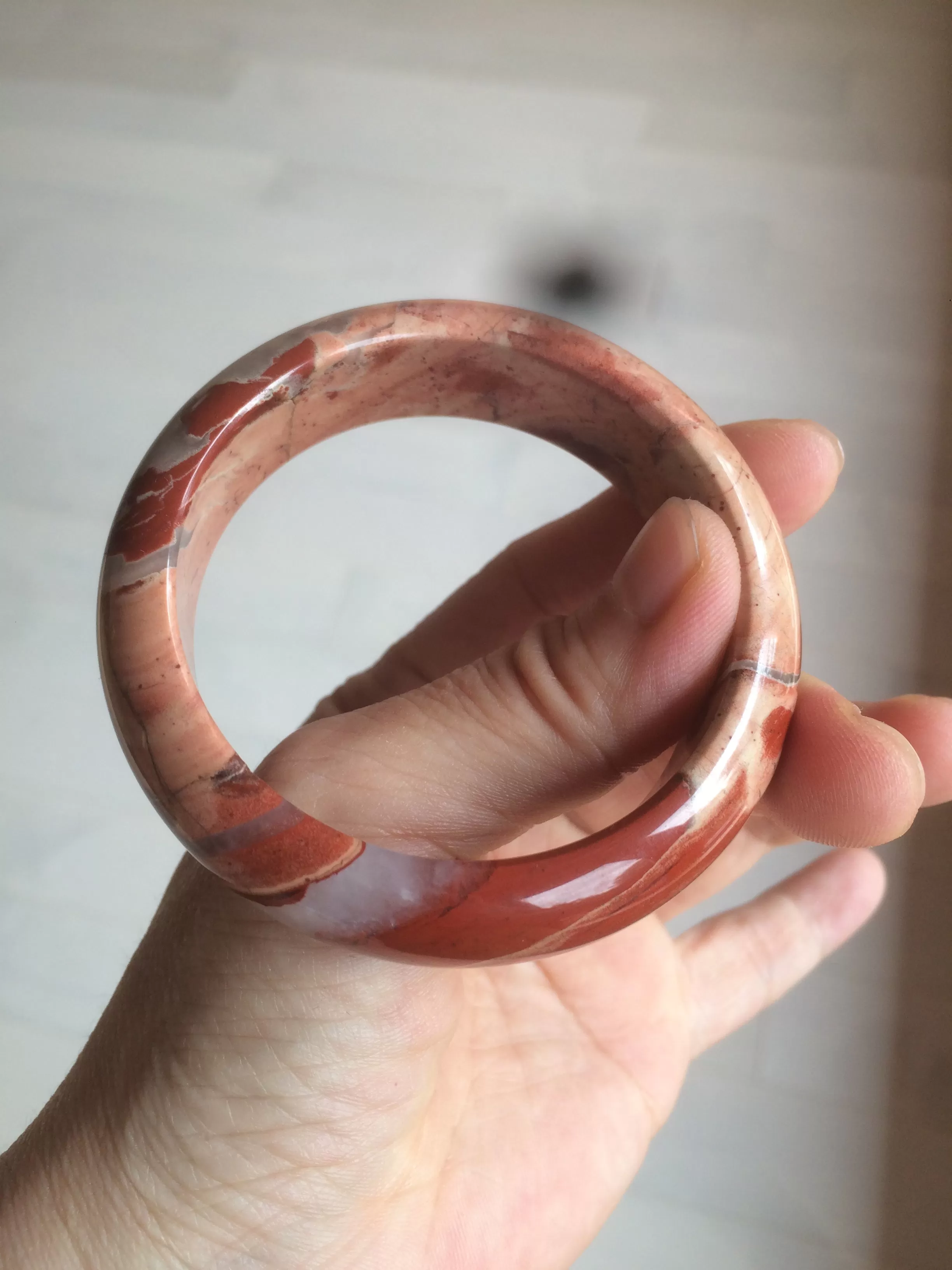 53mm 100% natural red/pink red jasper stone bangle XY89