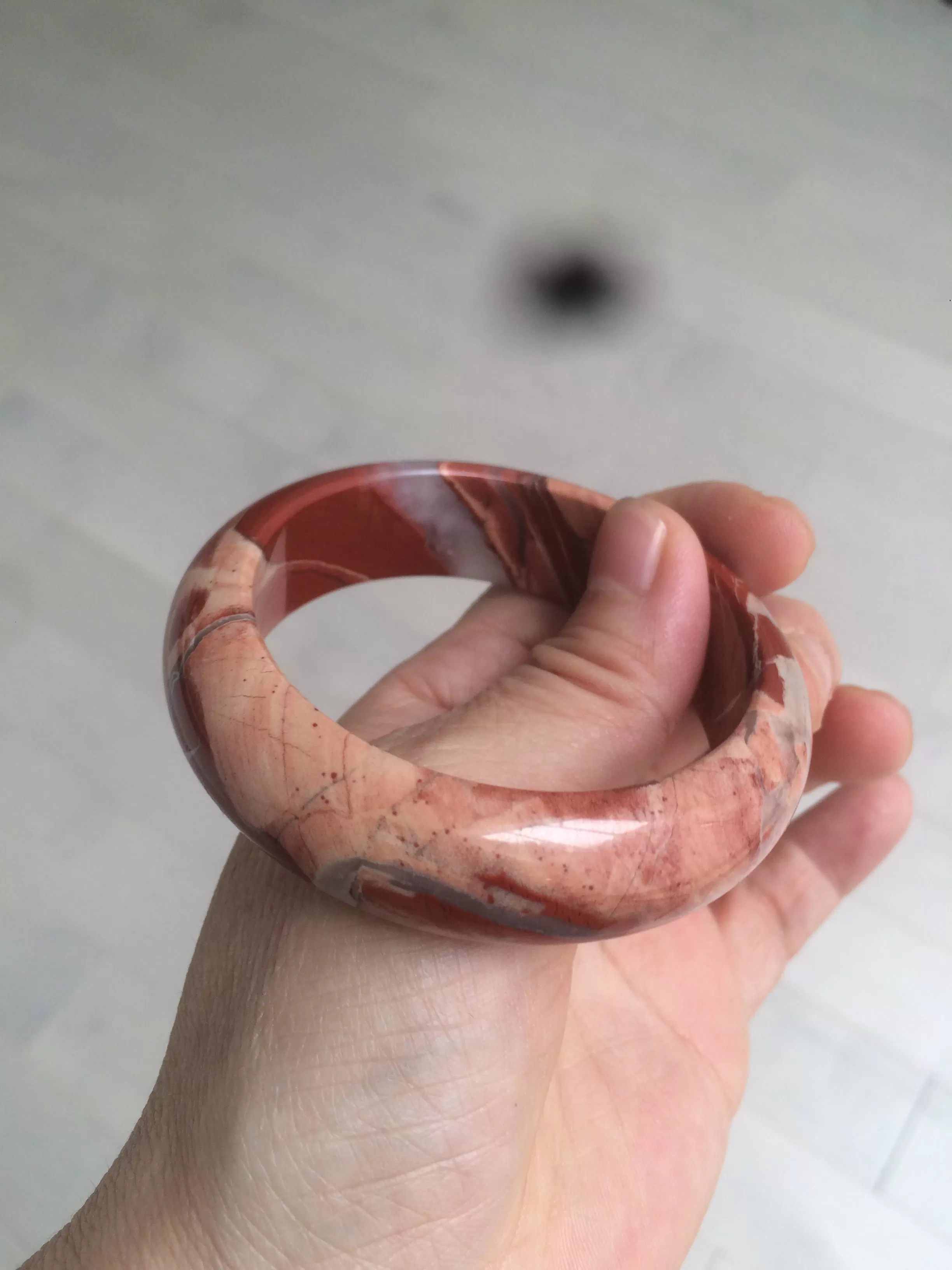 53mm 100% natural red/pink red jasper stone bangle XY89