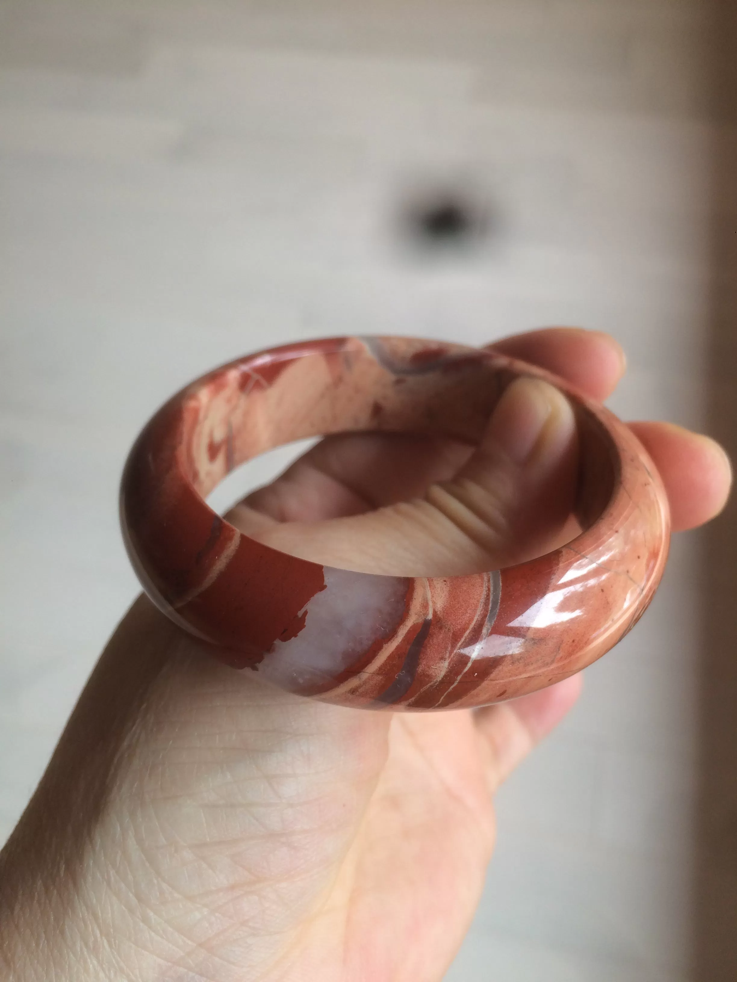 53mm 100% natural red/pink red jasper stone bangle XY89