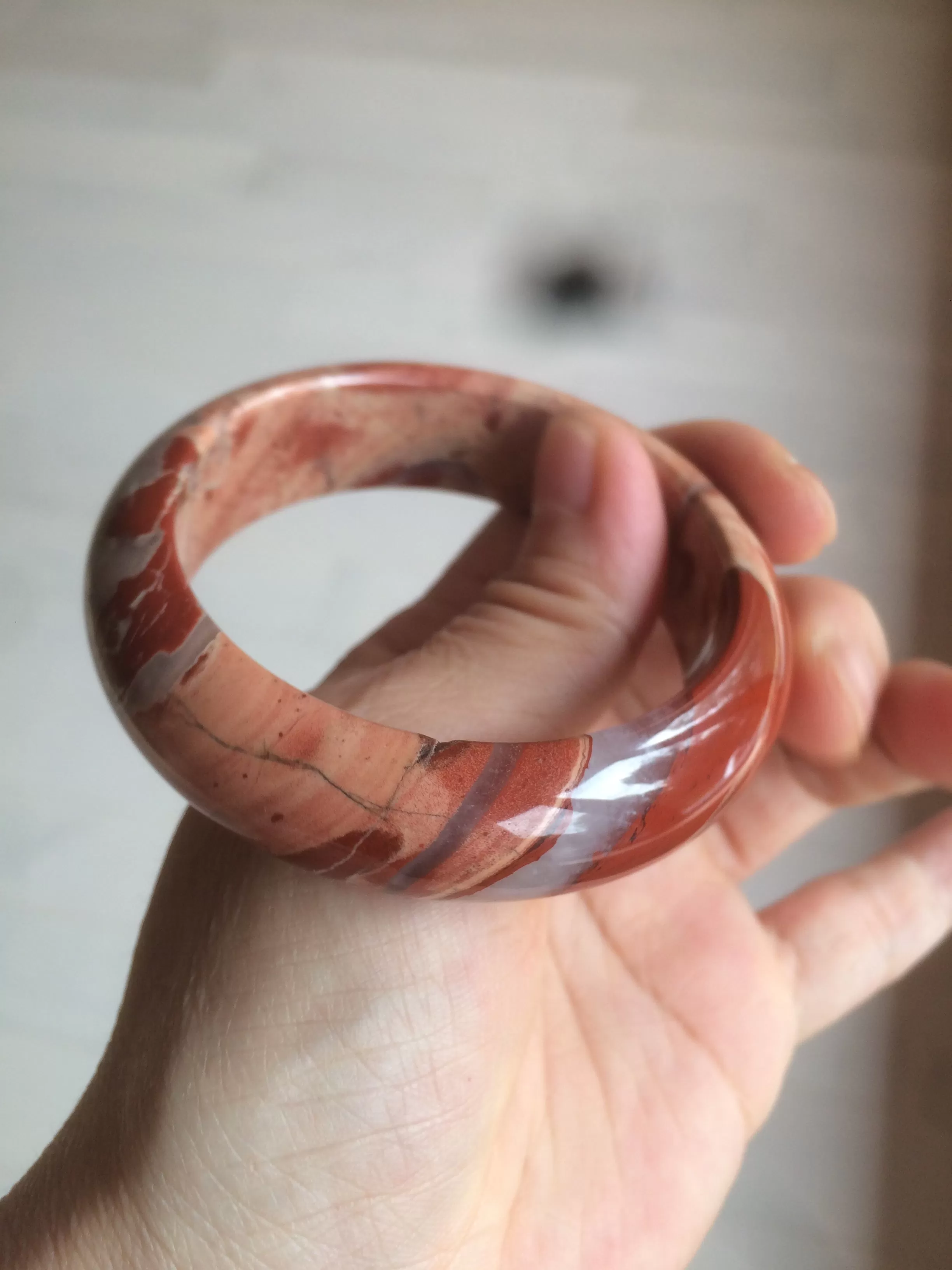 53mm 100% natural red/pink red jasper stone bangle XY89