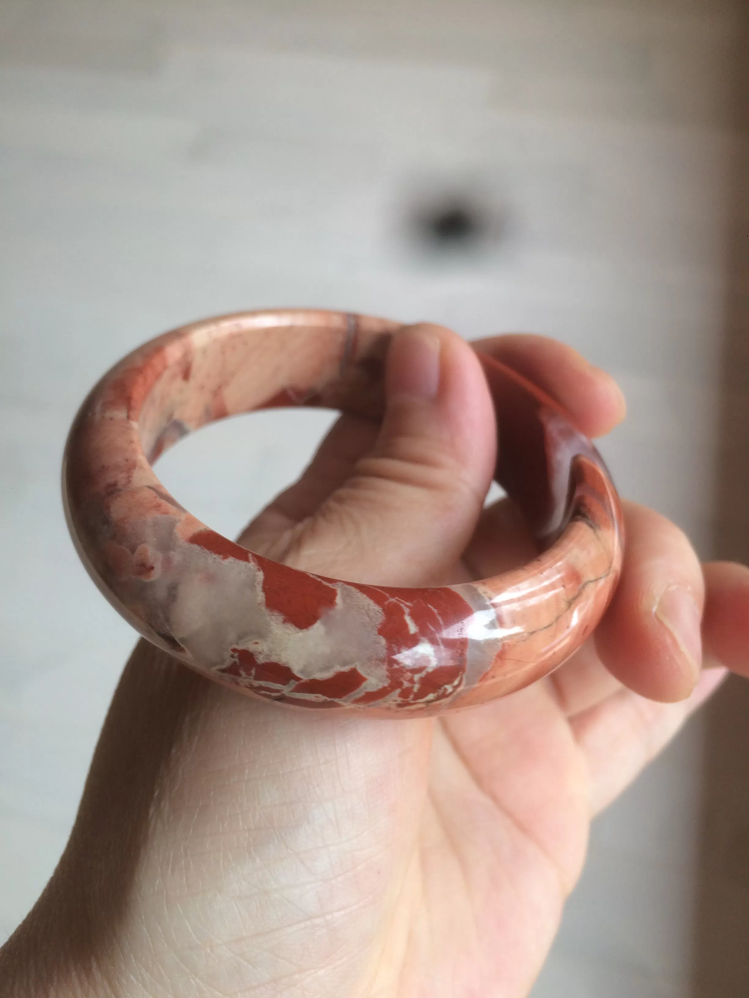 53mm 100% natural red/pink red jasper stone bangle XY89