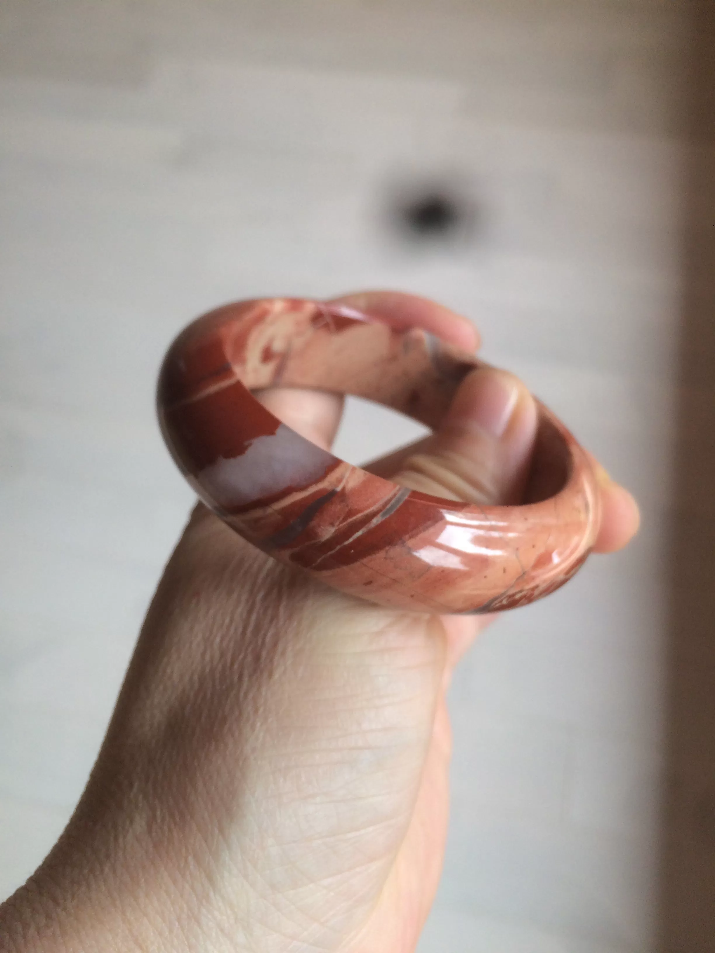 53mm 100% natural red/pink red jasper stone bangle XY89