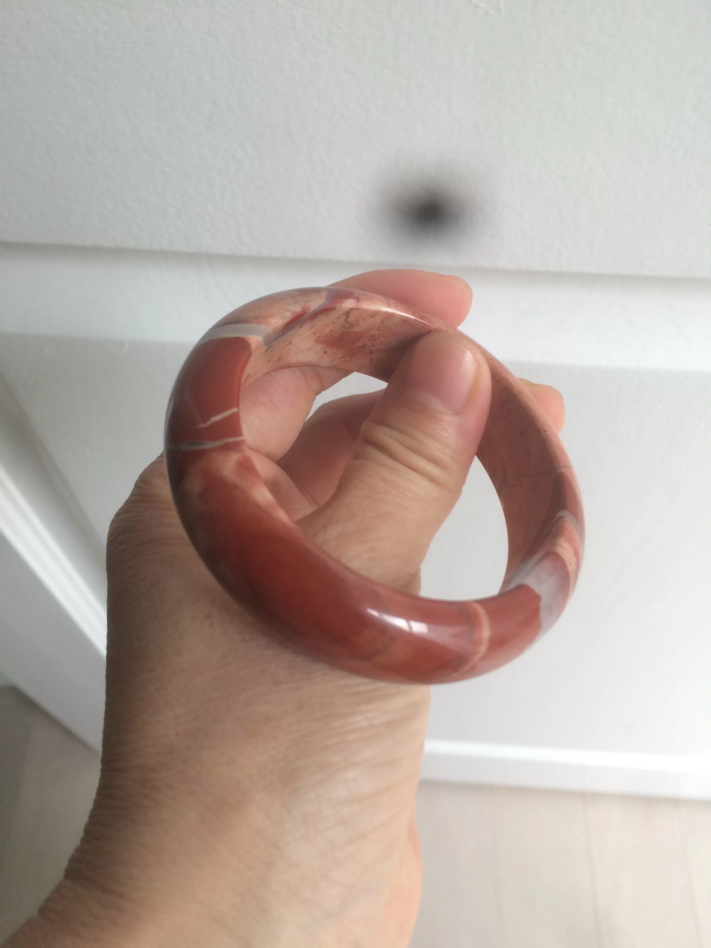 53mm 100% natural red/pink red jasper stone bangle XY89