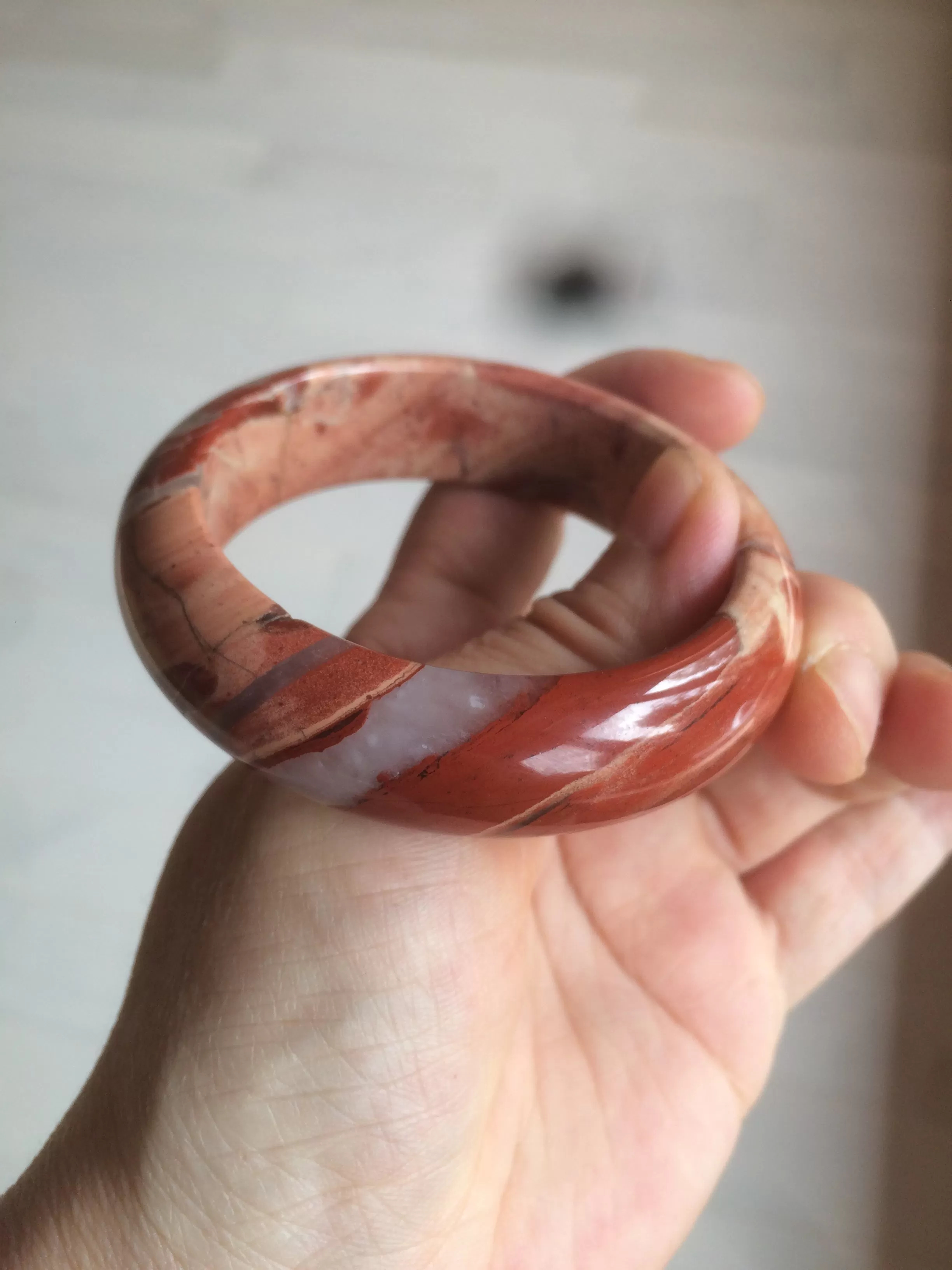 53mm 100% natural red/pink red jasper stone bangle XY89