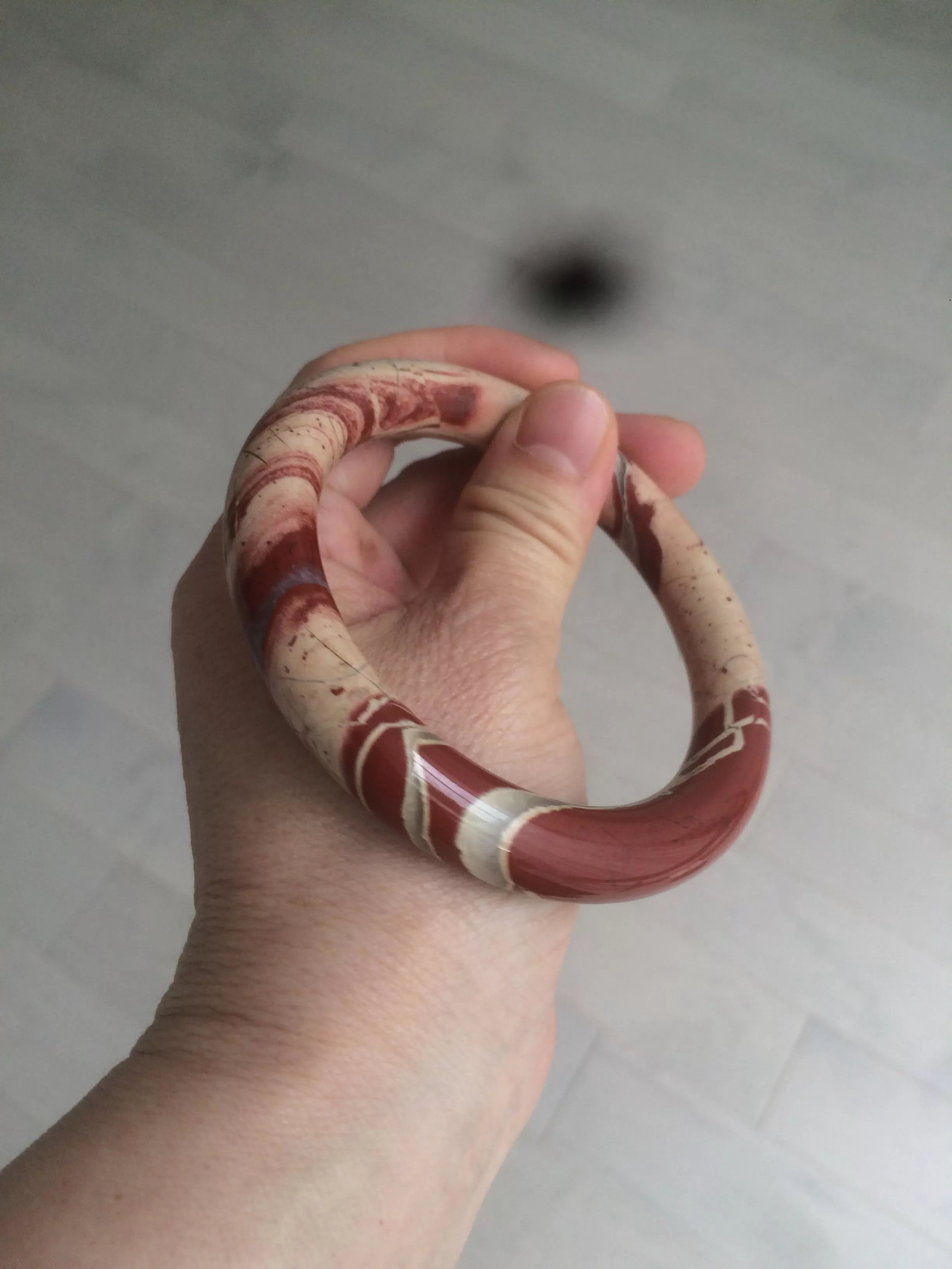 61mm 100% natural red/pink/ round cut red jasper stone bangle CB73