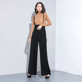 Amanda High Waist Wide Leg Suspenders Pants