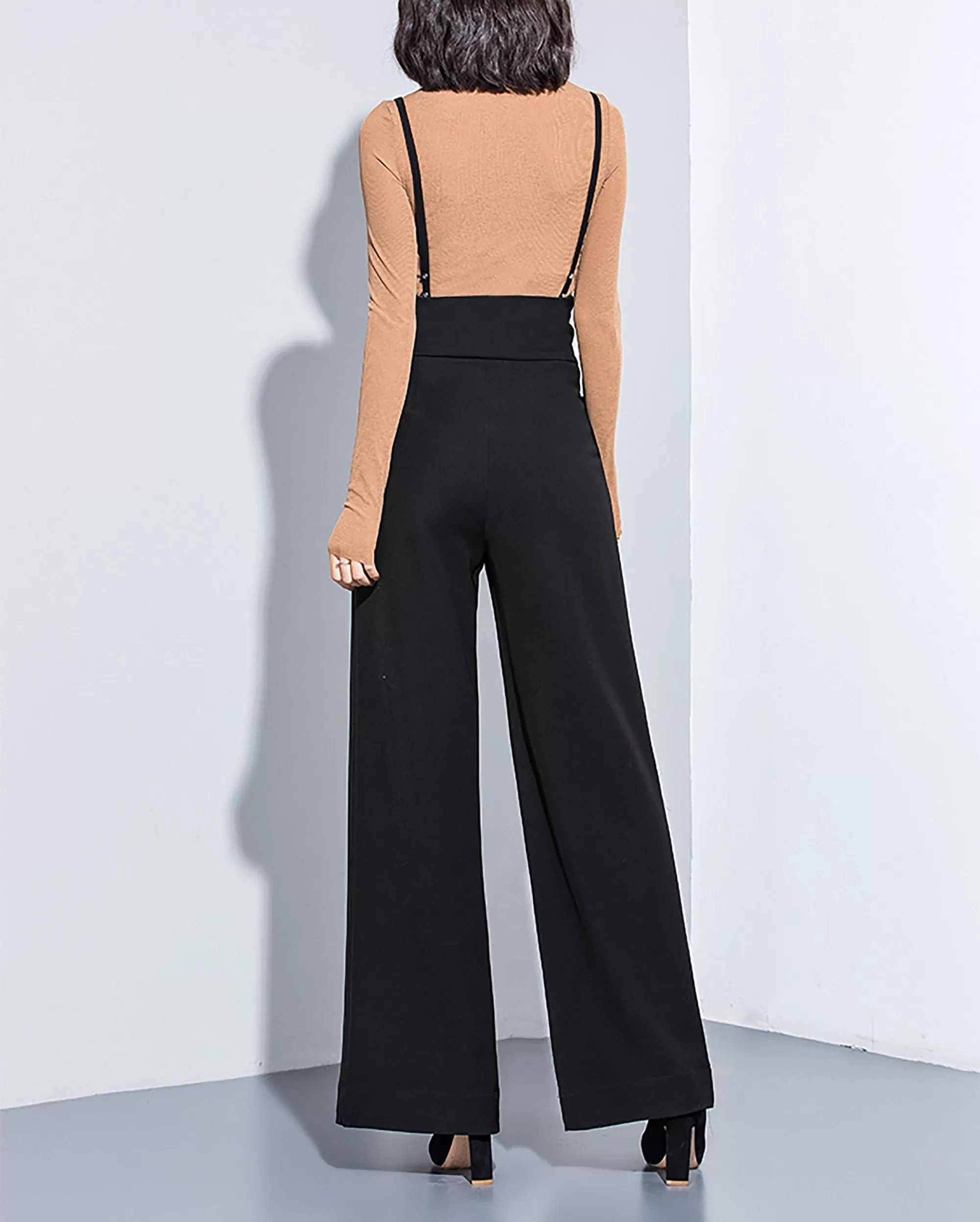 Amanda High Waist Wide Leg Suspenders Pants