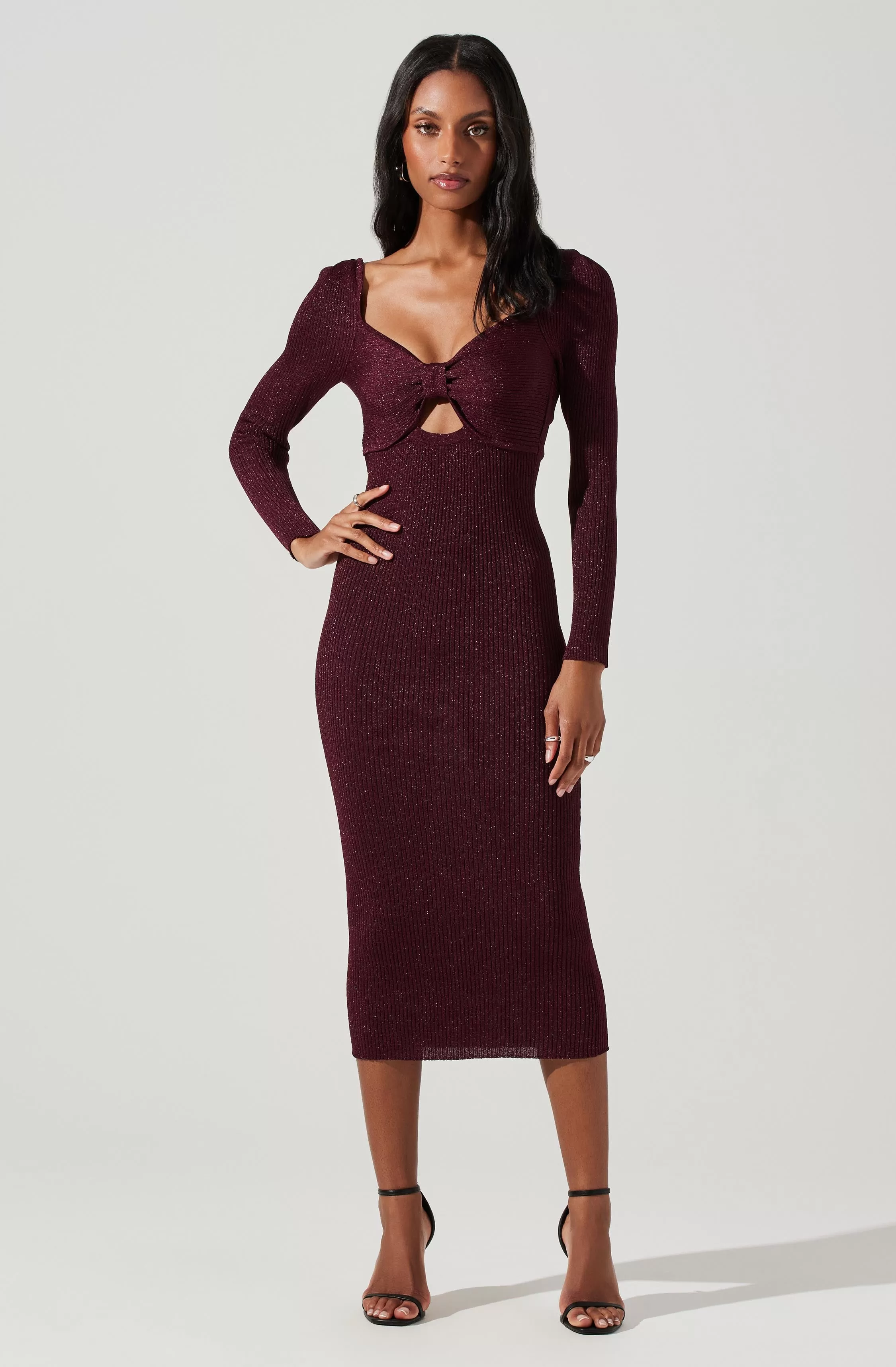 Anastasia Metallic Cutout Midi Sweater Dress