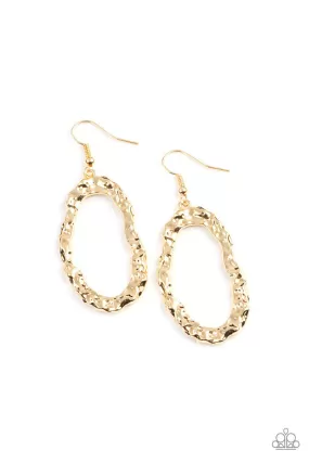 ARTIFACT Checker Gold Earrings - Paparazzi Accessories