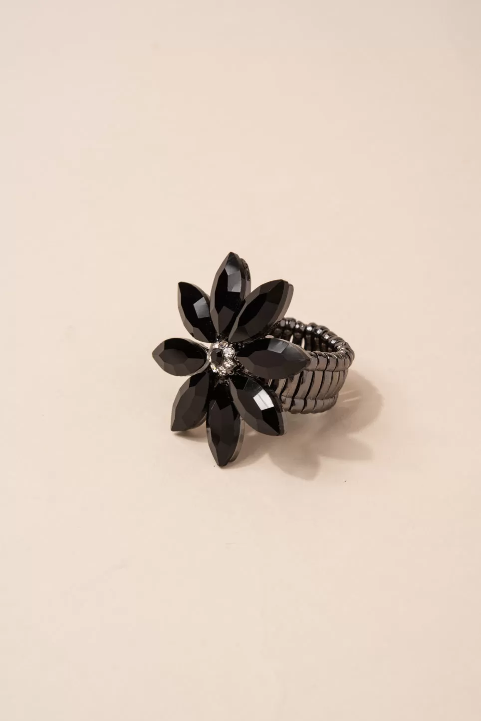 Aubrielle Flower Rhinestone Stretch Ring