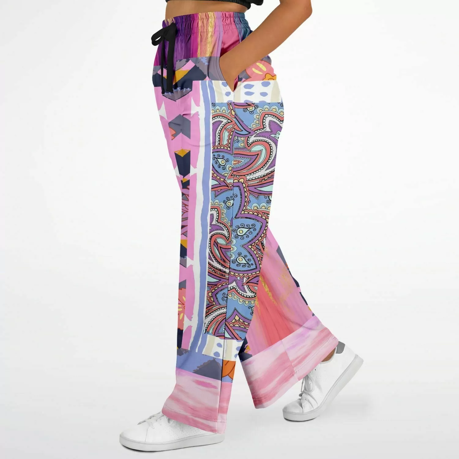 Bahama Mama Drama Pink Patchwork Stretchy Phat Bellbottoms