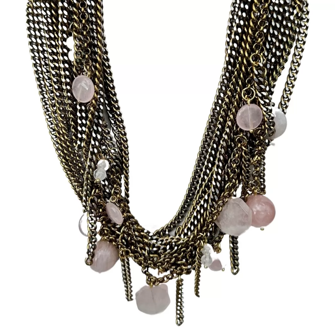 B.E. BRONZE AND PINK MULTI-LAYERED NECKLACE