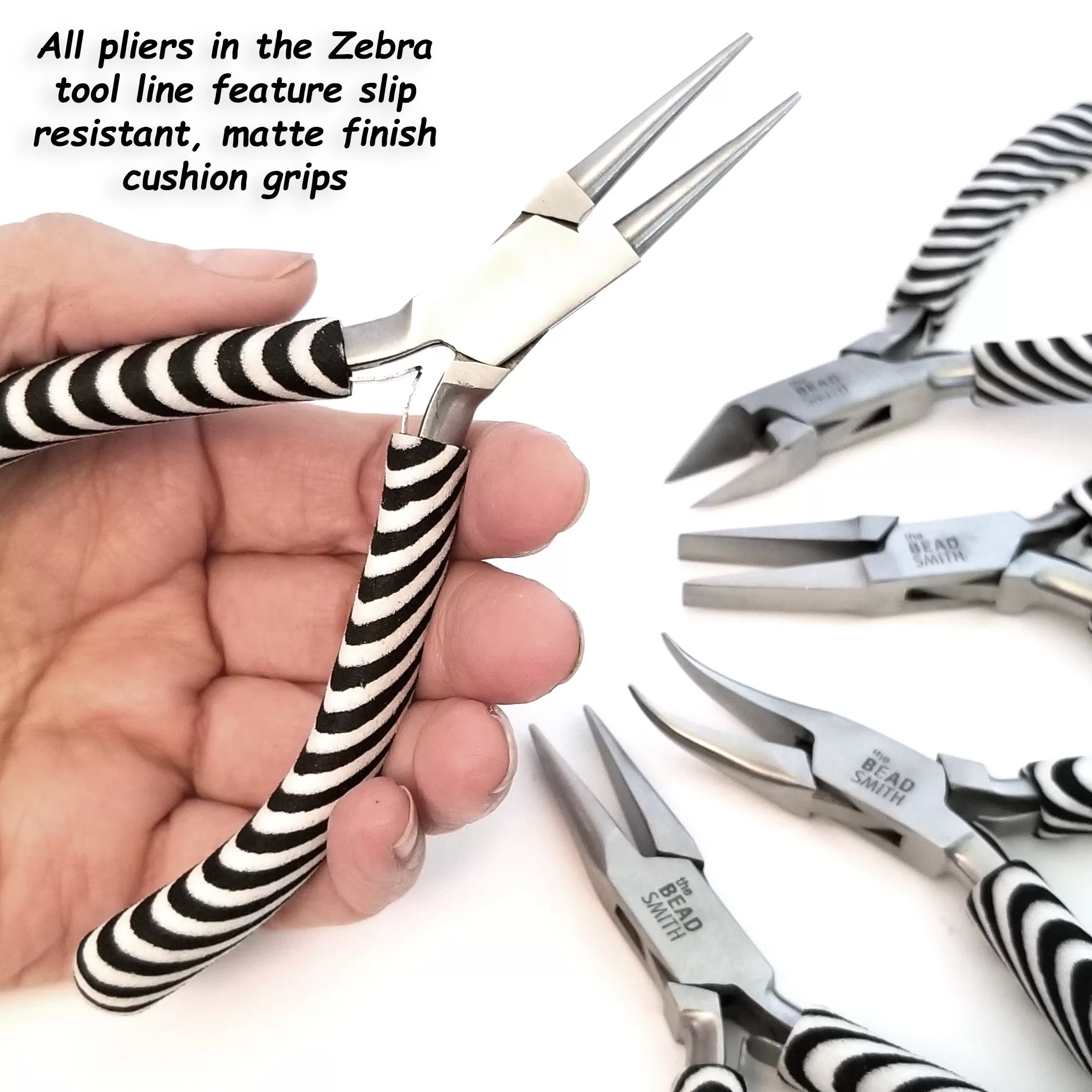 Bent Nose Pliers, Zebra Tools, Black and White, PLZ8 13