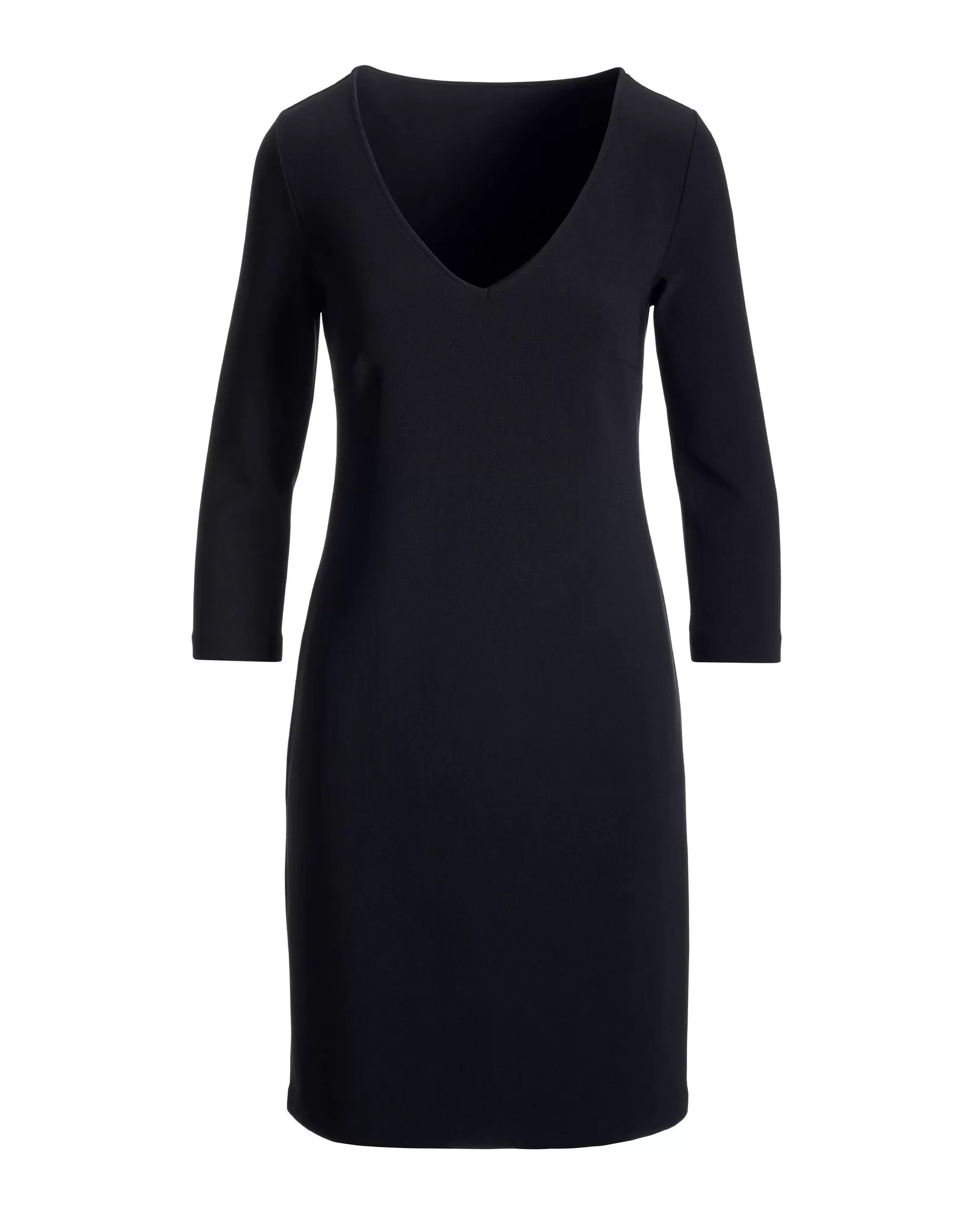 Beyond Travel Three-Quarter Sleeve V Neck Dress Jet Black