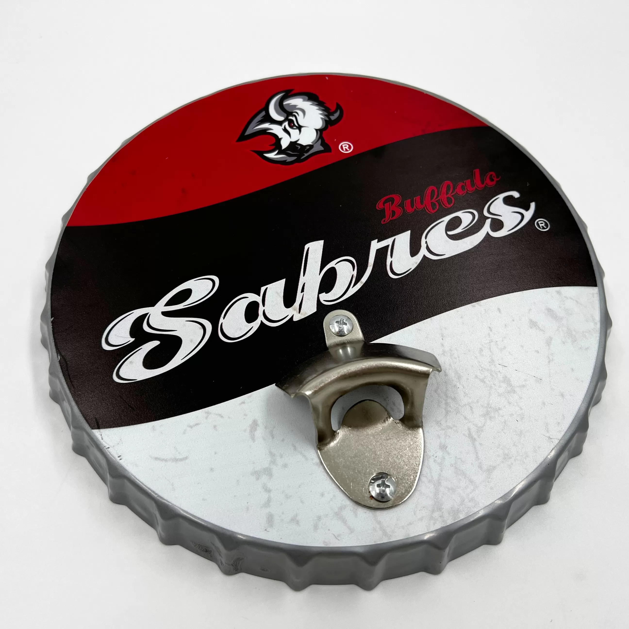 Buffalo Sabres Black & Red Metal Bottle Cap Opener Sign