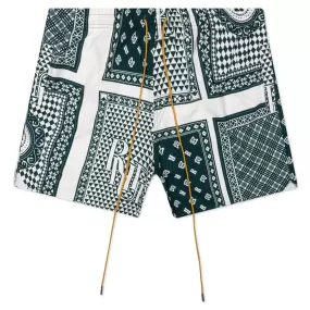 Card Print Swim Trunk - Green/White