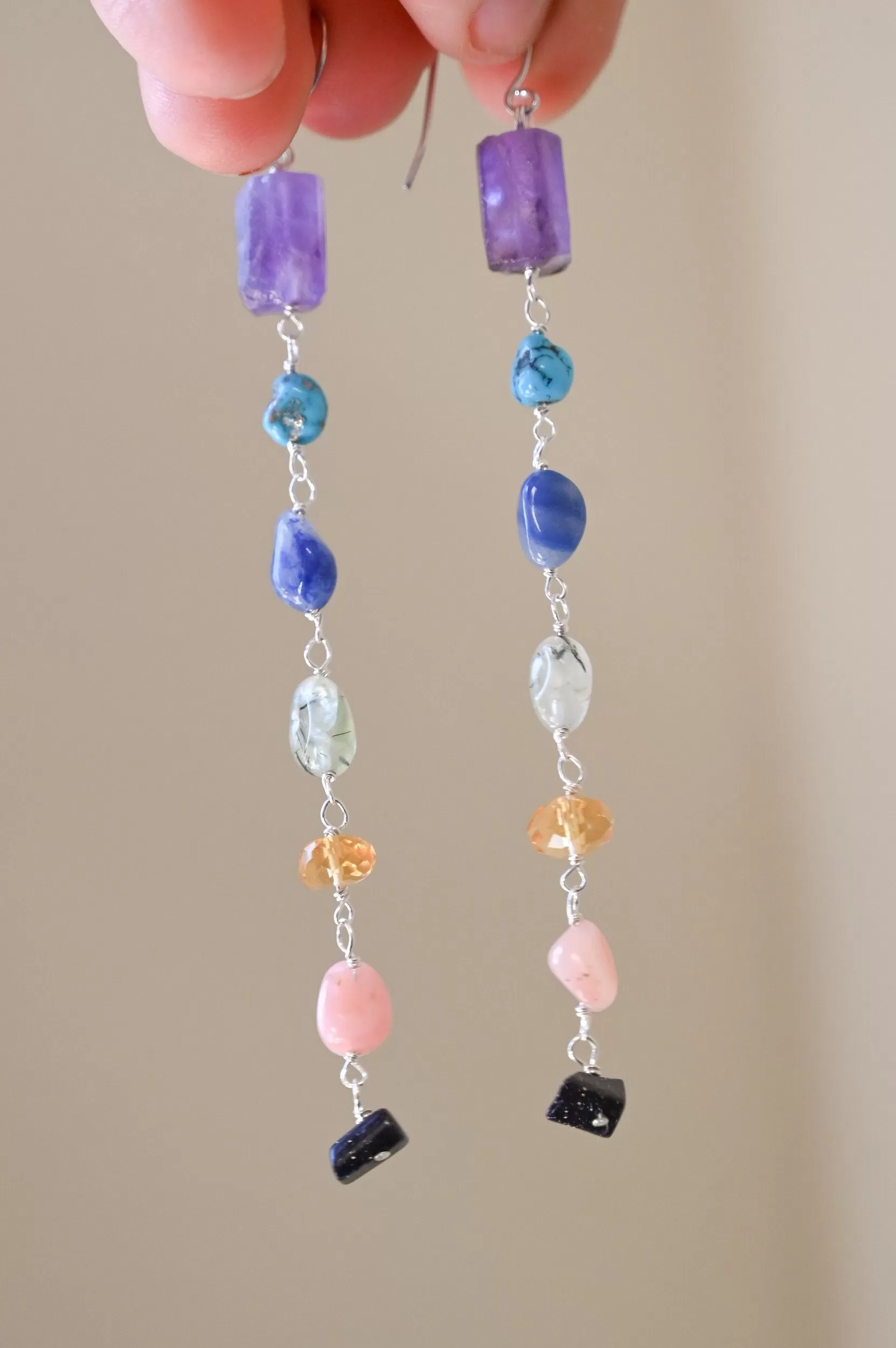 Chakra Swingers Gemstone Dangle Earrings