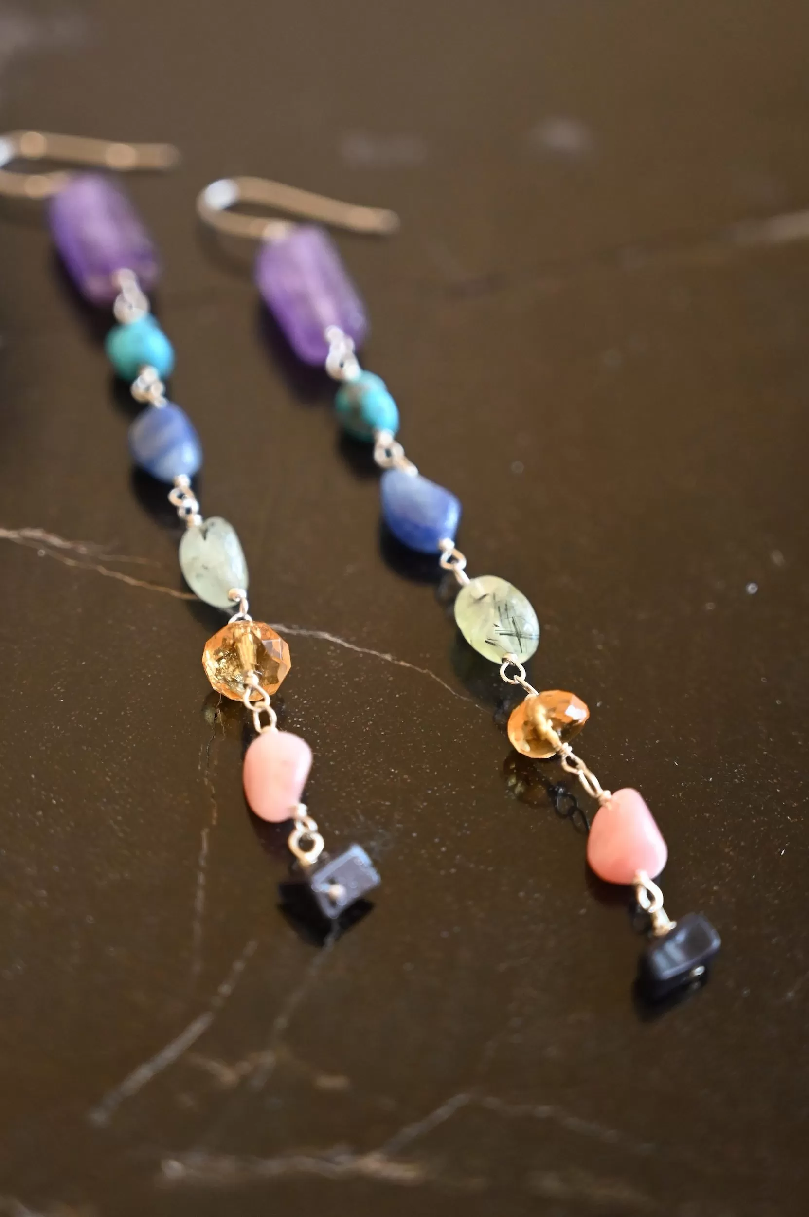 Chakra Swingers Gemstone Dangle Earrings