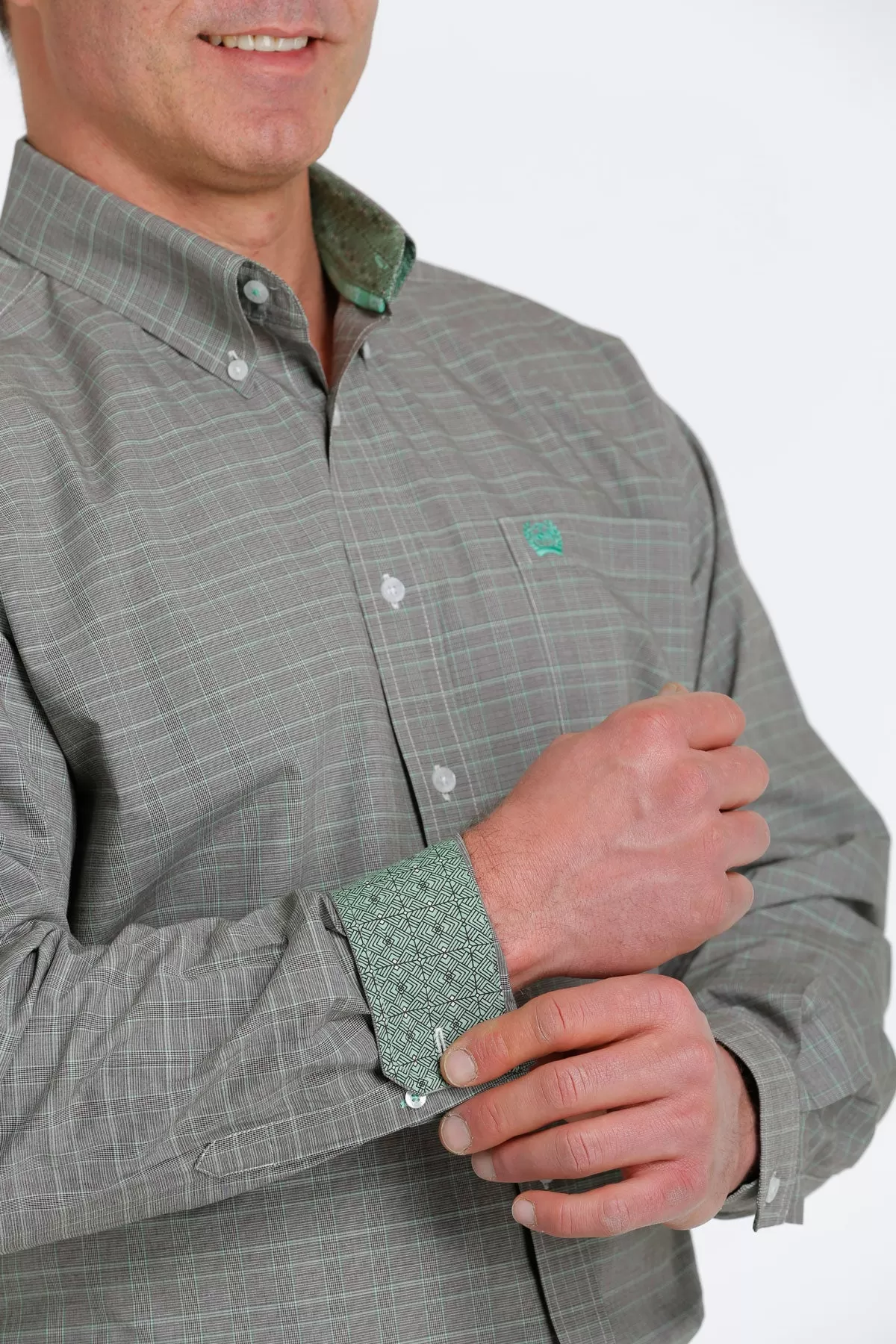 'Cinch' Men's Plaid Classic Fit Button Down - Brown / Green