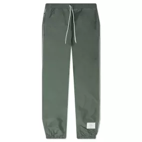 Contrast White Stitching Track Pants - Dark Green