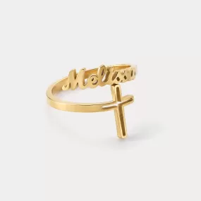 Custom Name Cross Ring