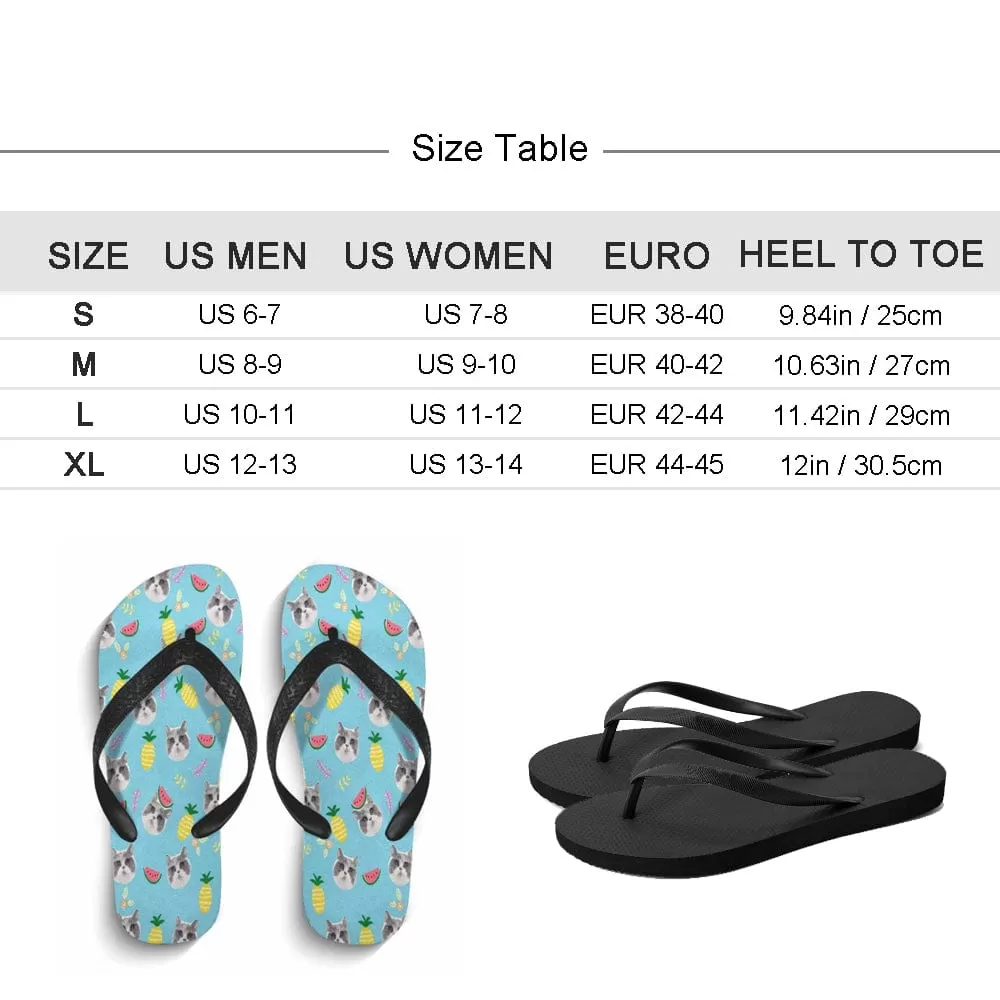 Custom Seamless Face Flip Flops for Men and Women Personalized Beach Hawaiian Flip Flops Funny Gift for Vacation, Wedding Ideas