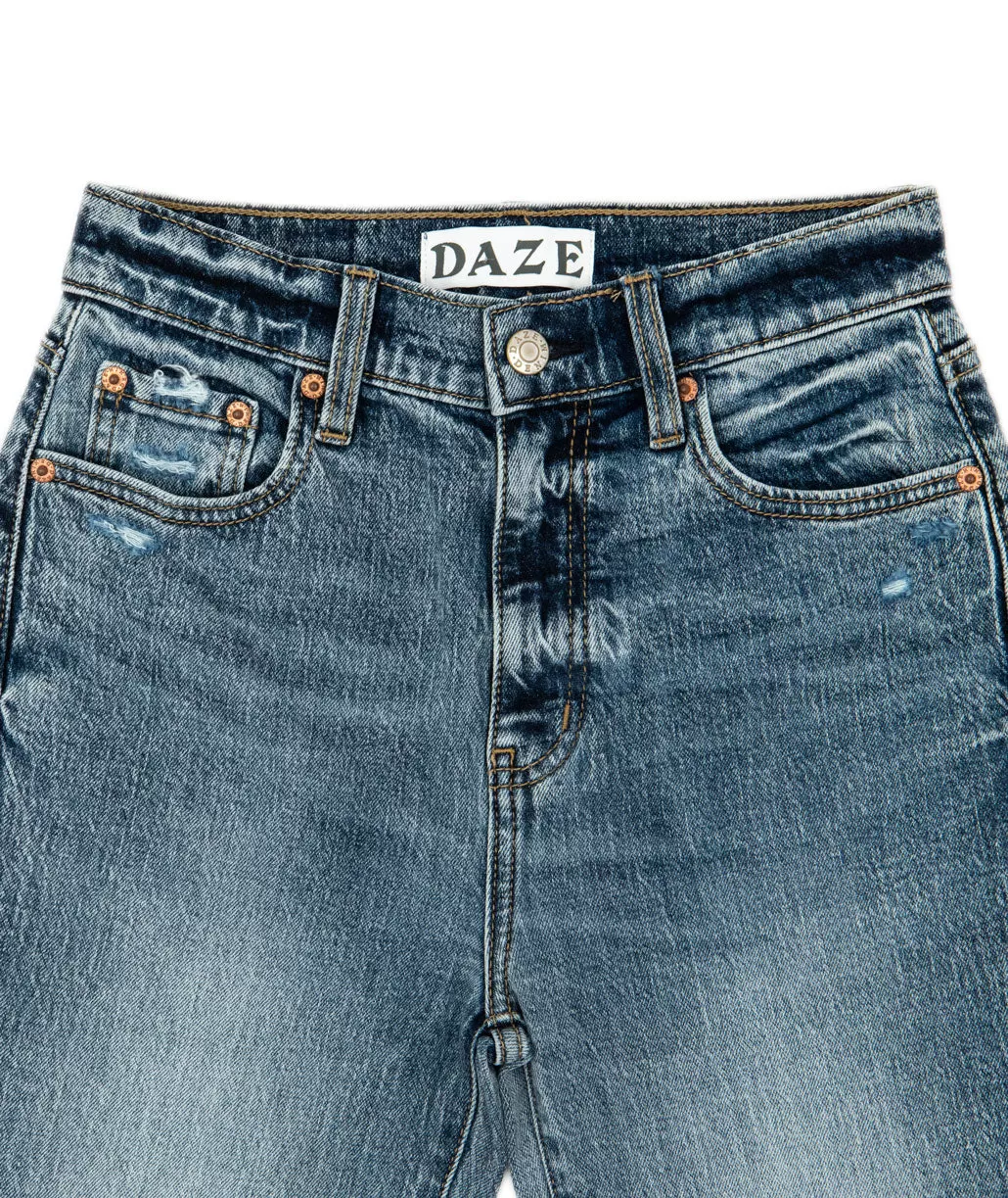 Daze Women Shy Girl High Rise Crop Flare Jeans Deep Dive