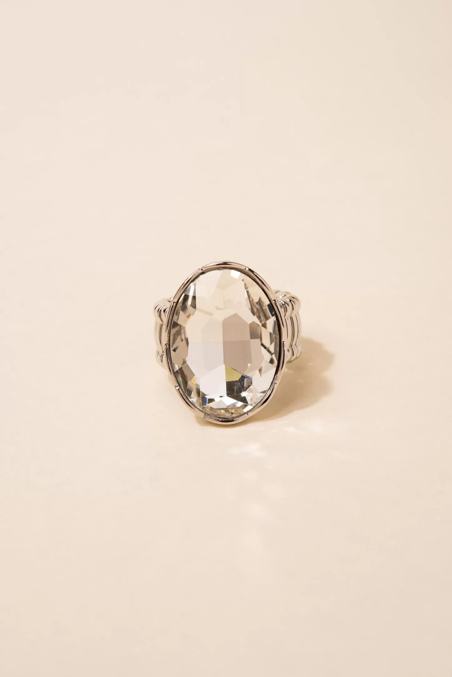 Demi Oval Rhinestone Gem Stretch Ring