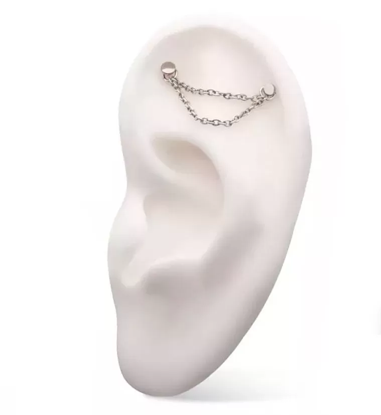 Double Rolo Titanium Nose Piercing Chain