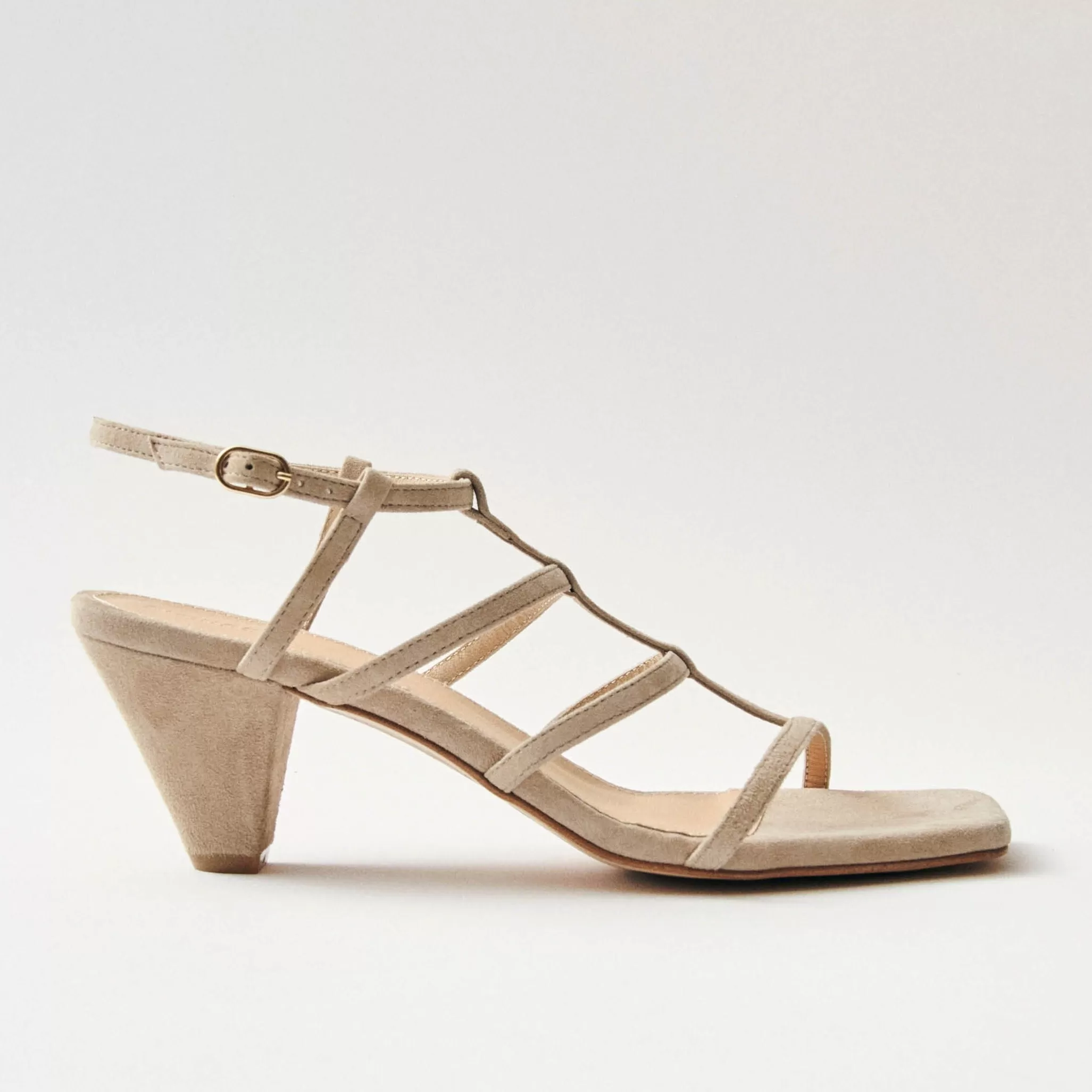 Elara Suede Taupe Leather Sandals