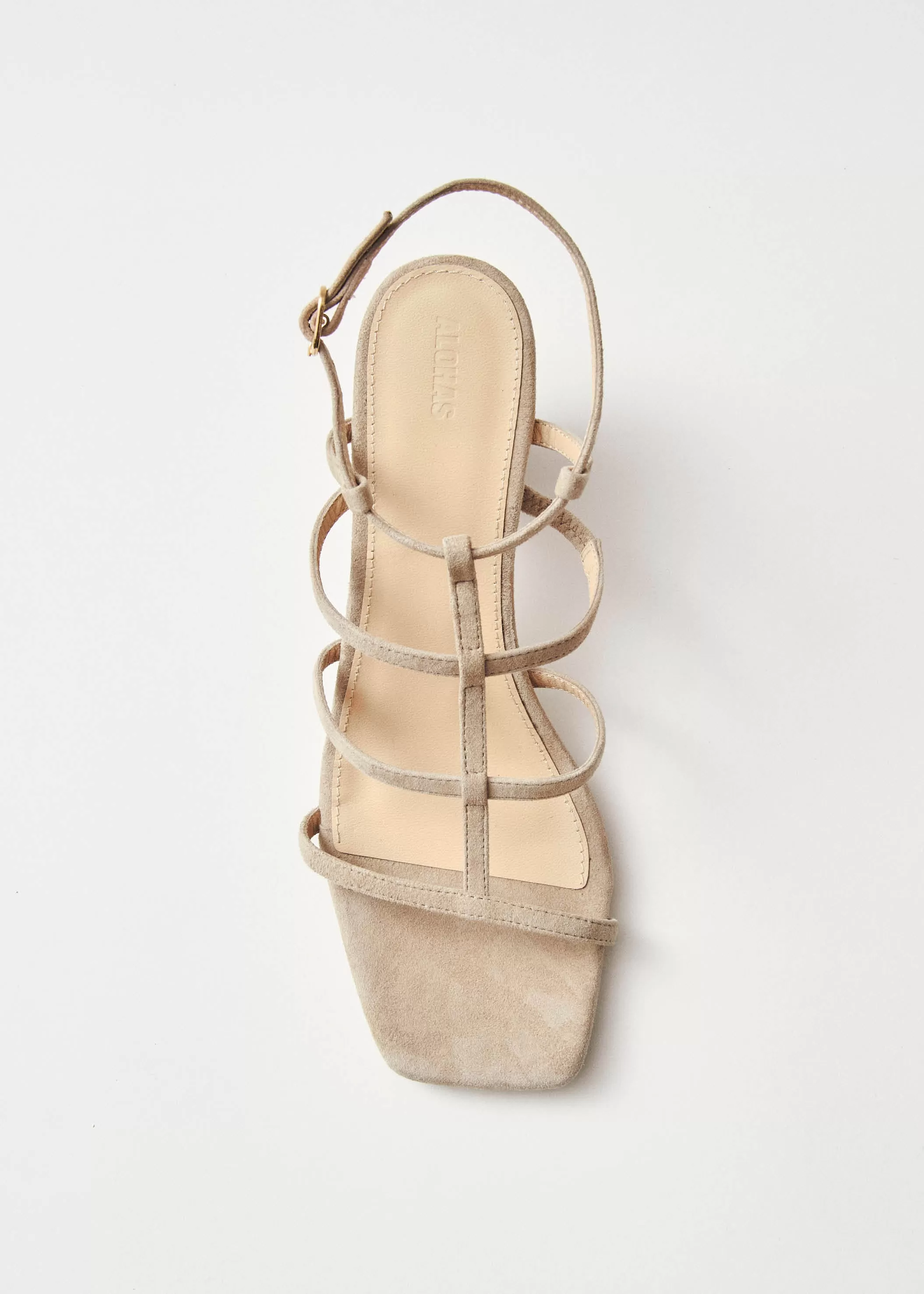 Elara Suede Taupe Leather Sandals