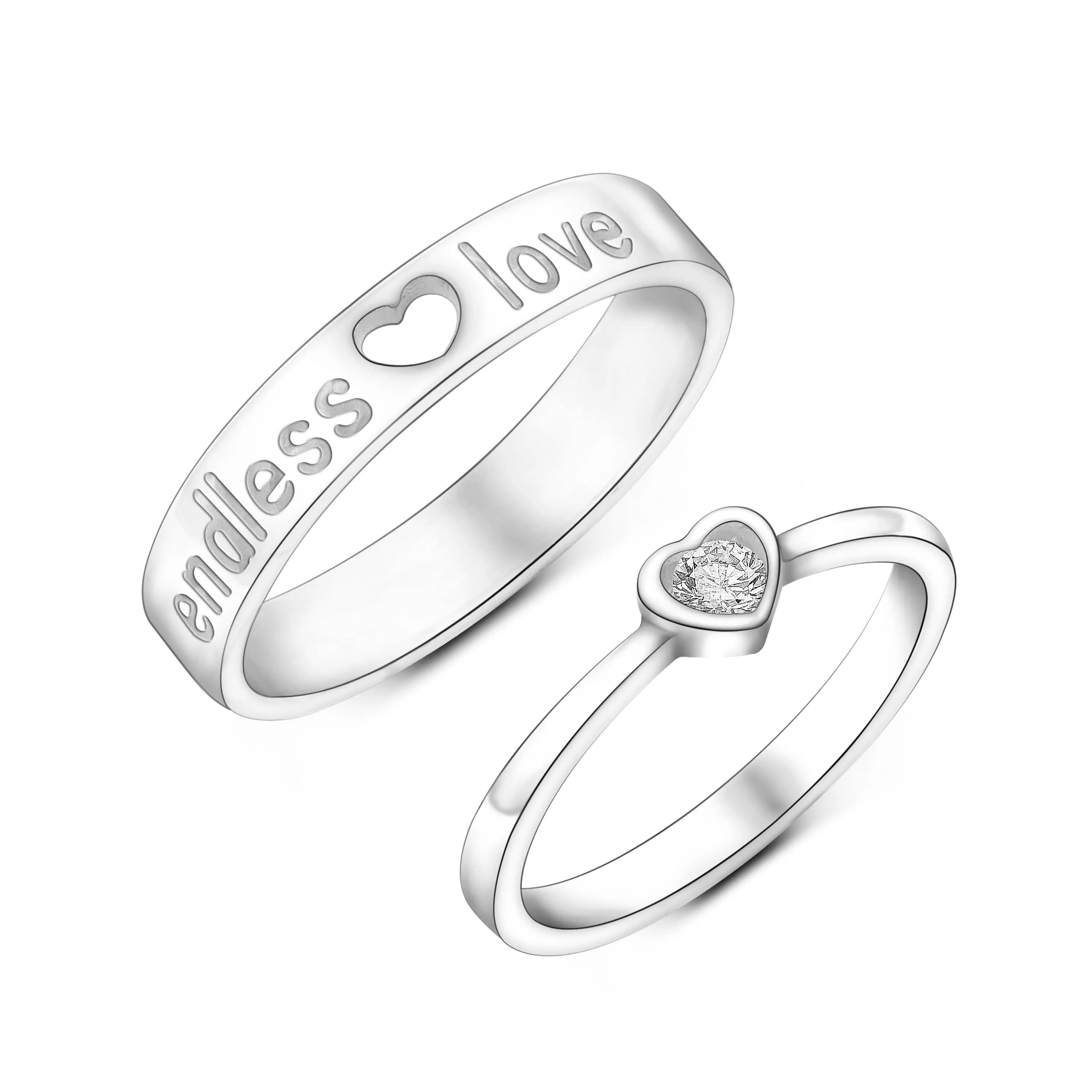 Endless Love CZ Couples Promise Rings Set