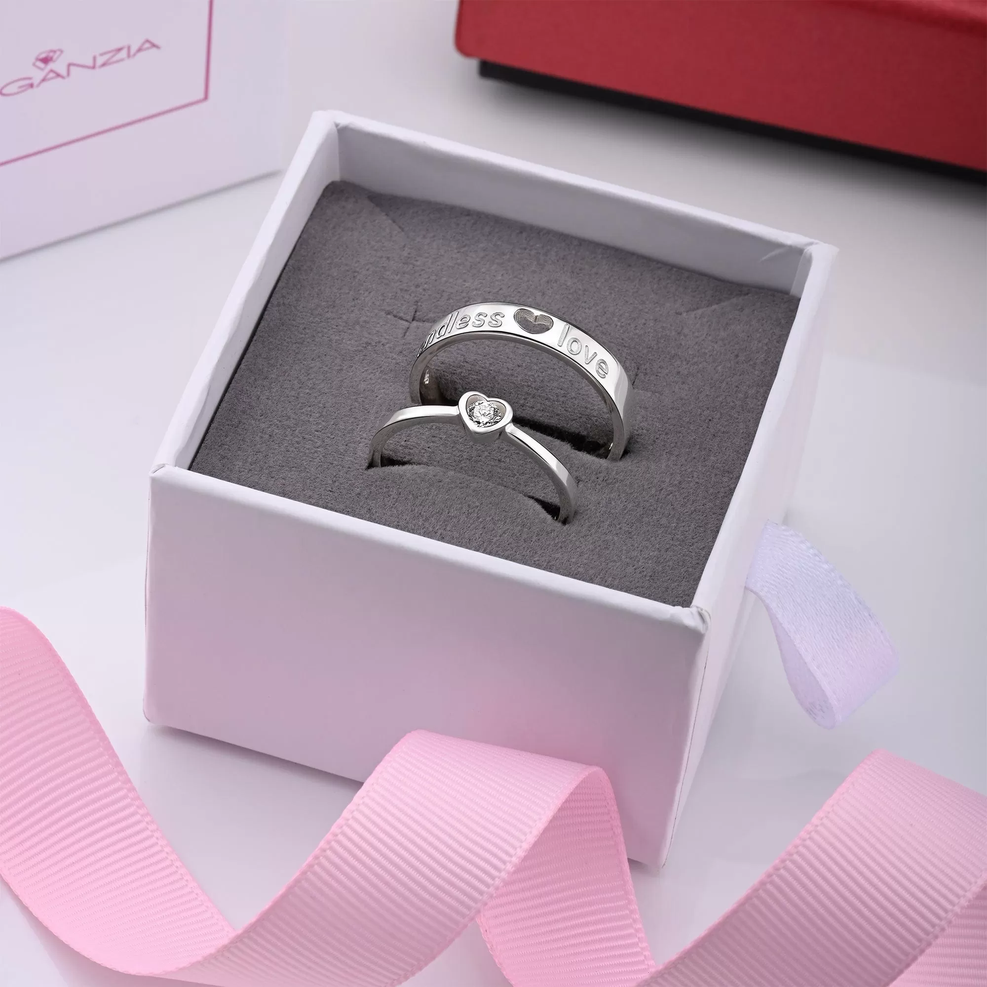 Endless Love CZ Couples Promise Rings Set