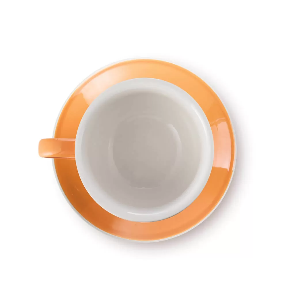 Espresso Parts Porcelain Cappuccino Cup & Saucer - Orange (6oz/195ml)