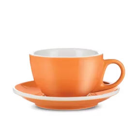 Espresso Parts Porcelain Cappuccino Cup & Saucer - Orange (6oz/195ml)